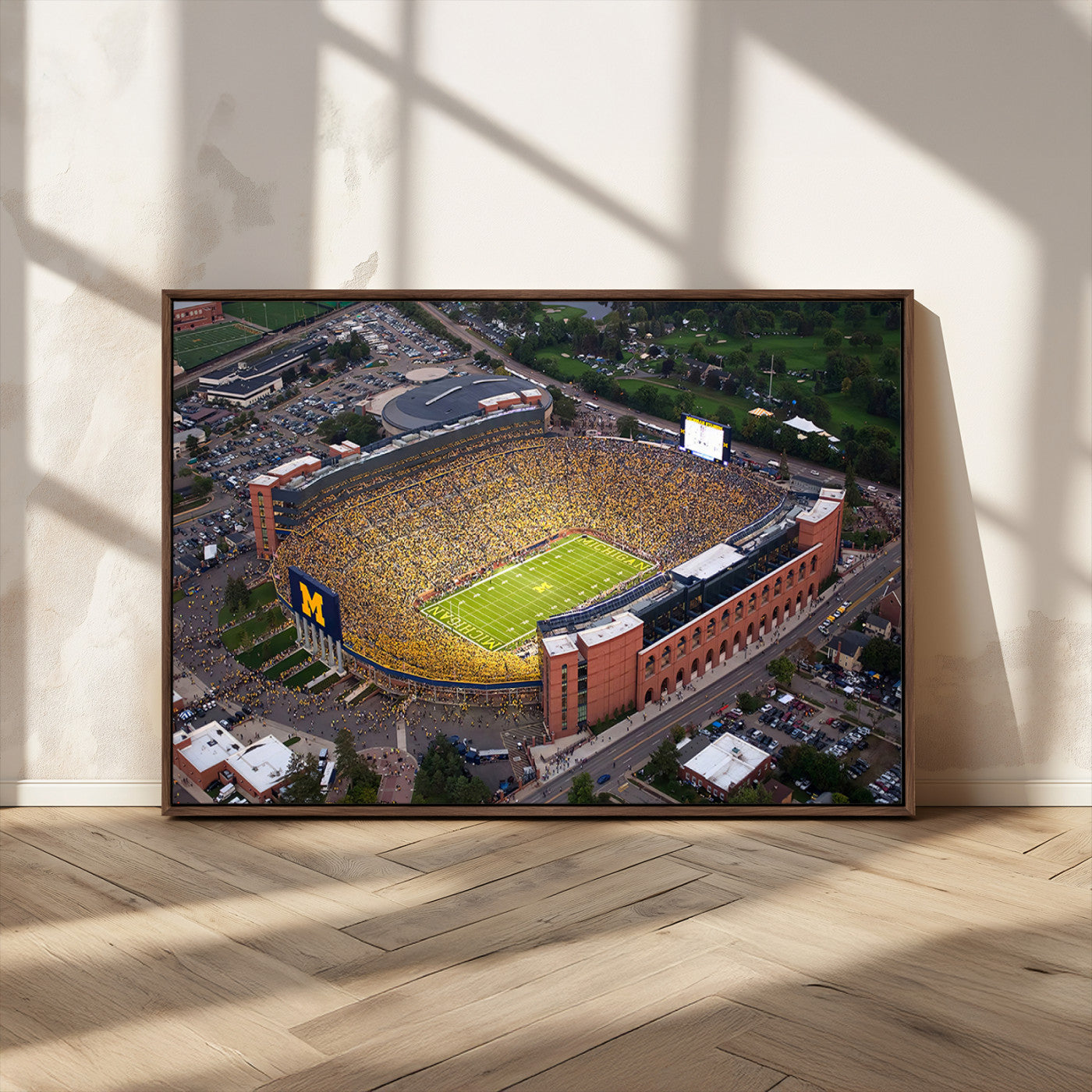 MGV-FC-36X24 - University of Michigan Wolverines Football Team Print - Ann Arbor Michigan Stadium Wall Art Canvas