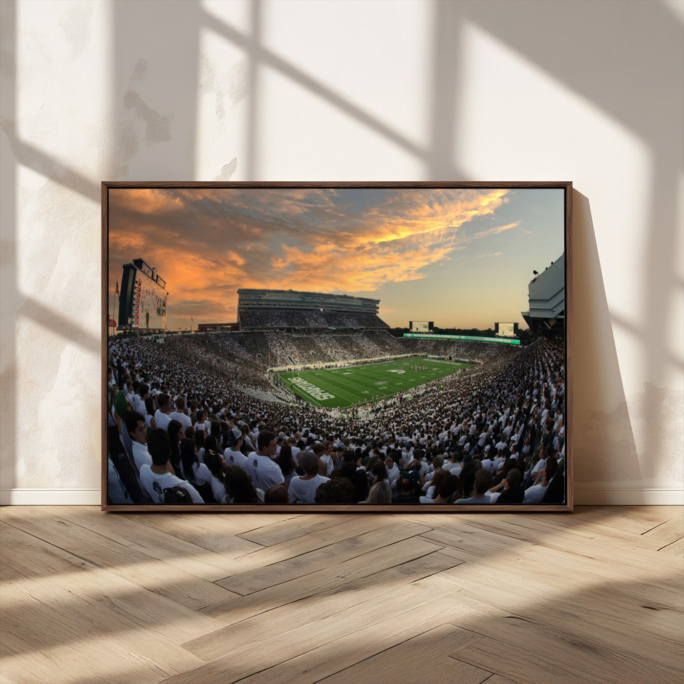 MGV-FC-36X24 - Michigan State Spartans Football Team Print - East Lansing Spartan Stadium Wall Art Canvas Print