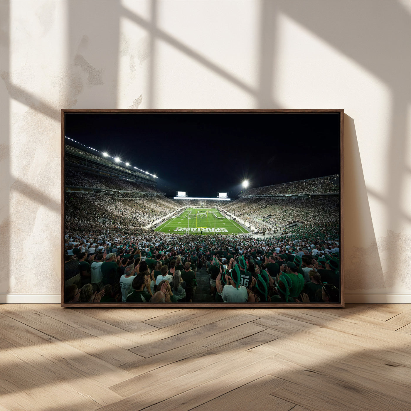 MGV-FC-36X24 - Framed Michigan State Spartans Football Team Print - East Lansing Spartan Stadium Wall Art Canvas