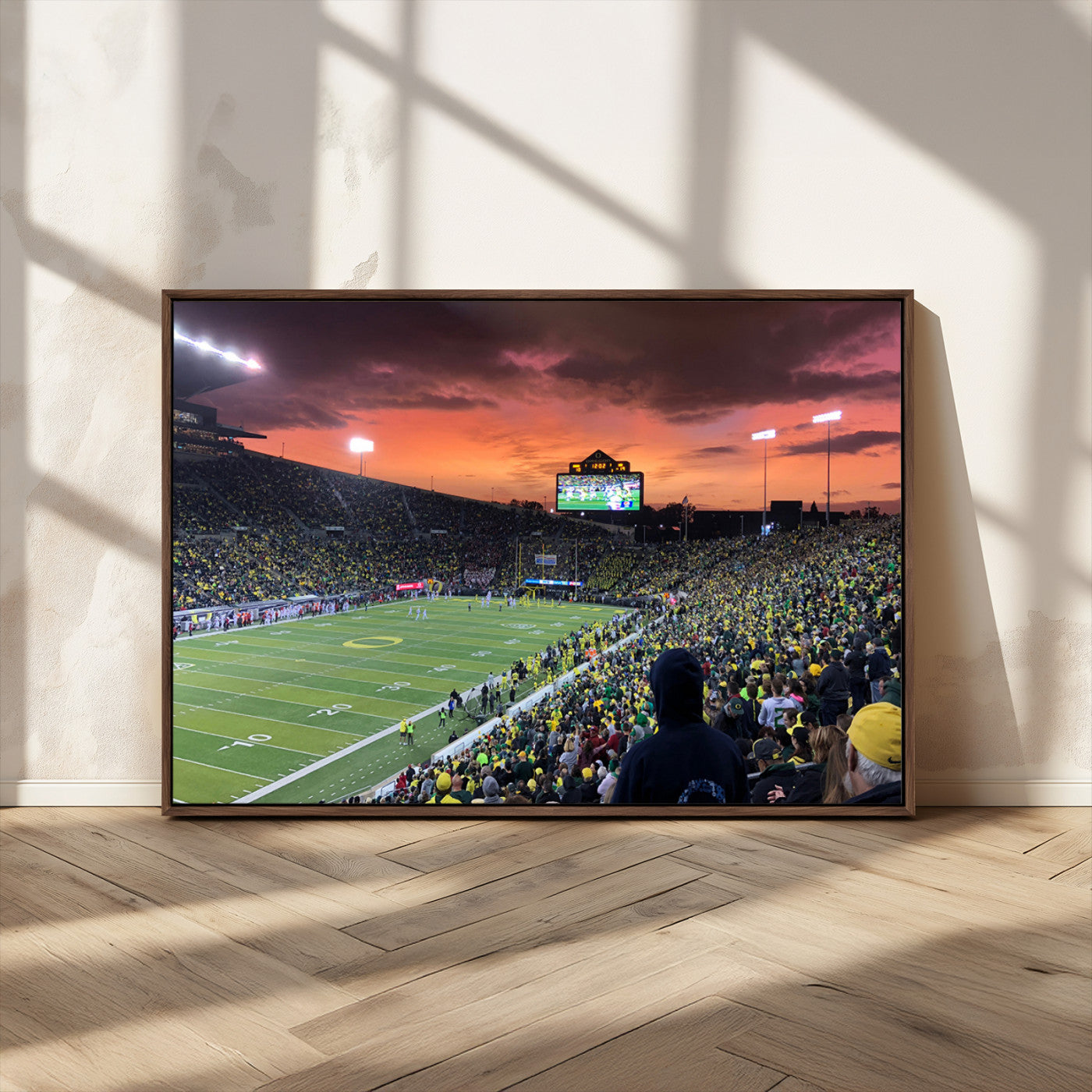 MGV-FC-36X24 - Eugene Autzen Stadium Canvas Wall Art Print – Sunset Over Iconic Football Field Wall Decor for Home