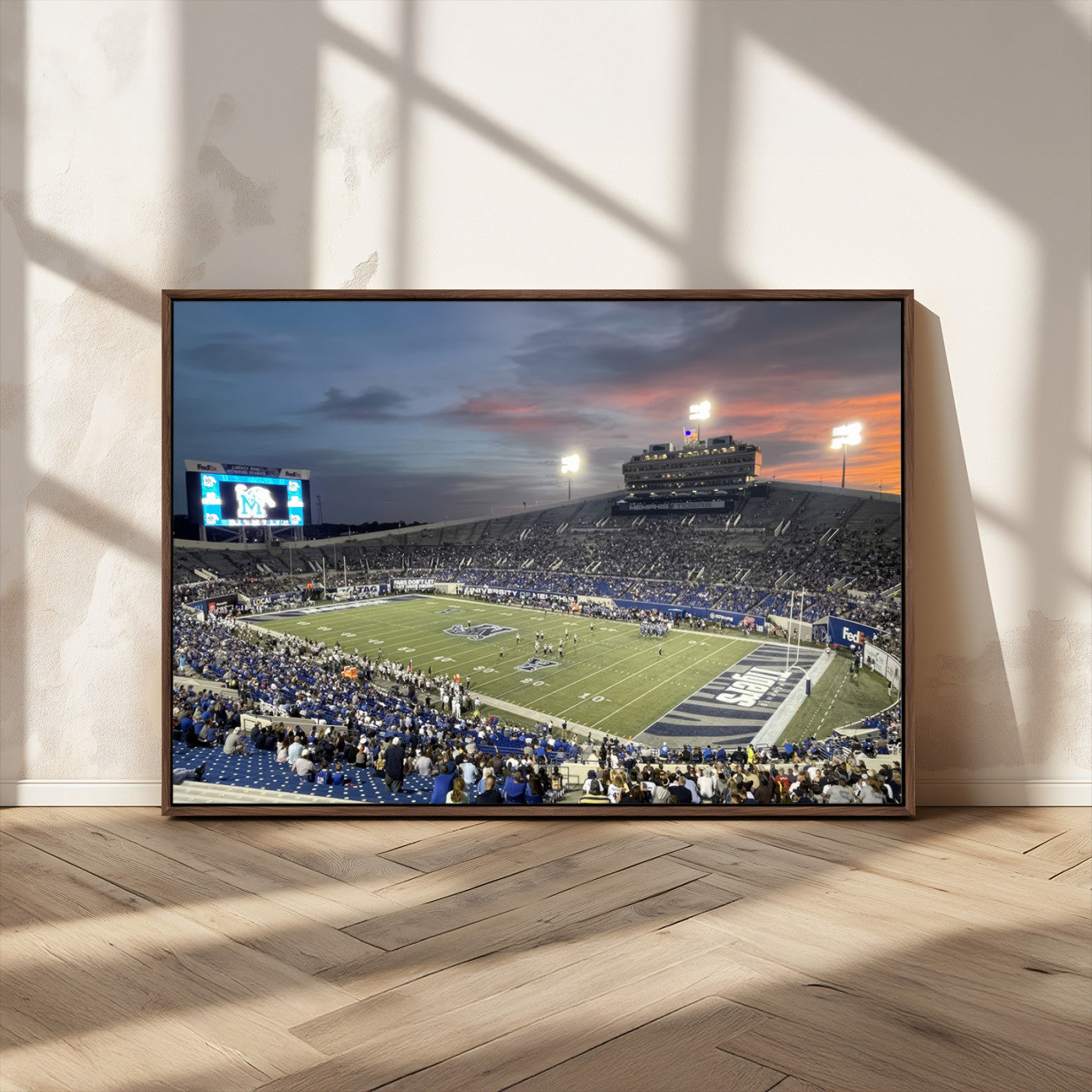 MGV-FC-36X24 - Memphis Tigers Football Team Print - Memphis Simmons Bank Liberty Stadium Wall Art Canvas Print