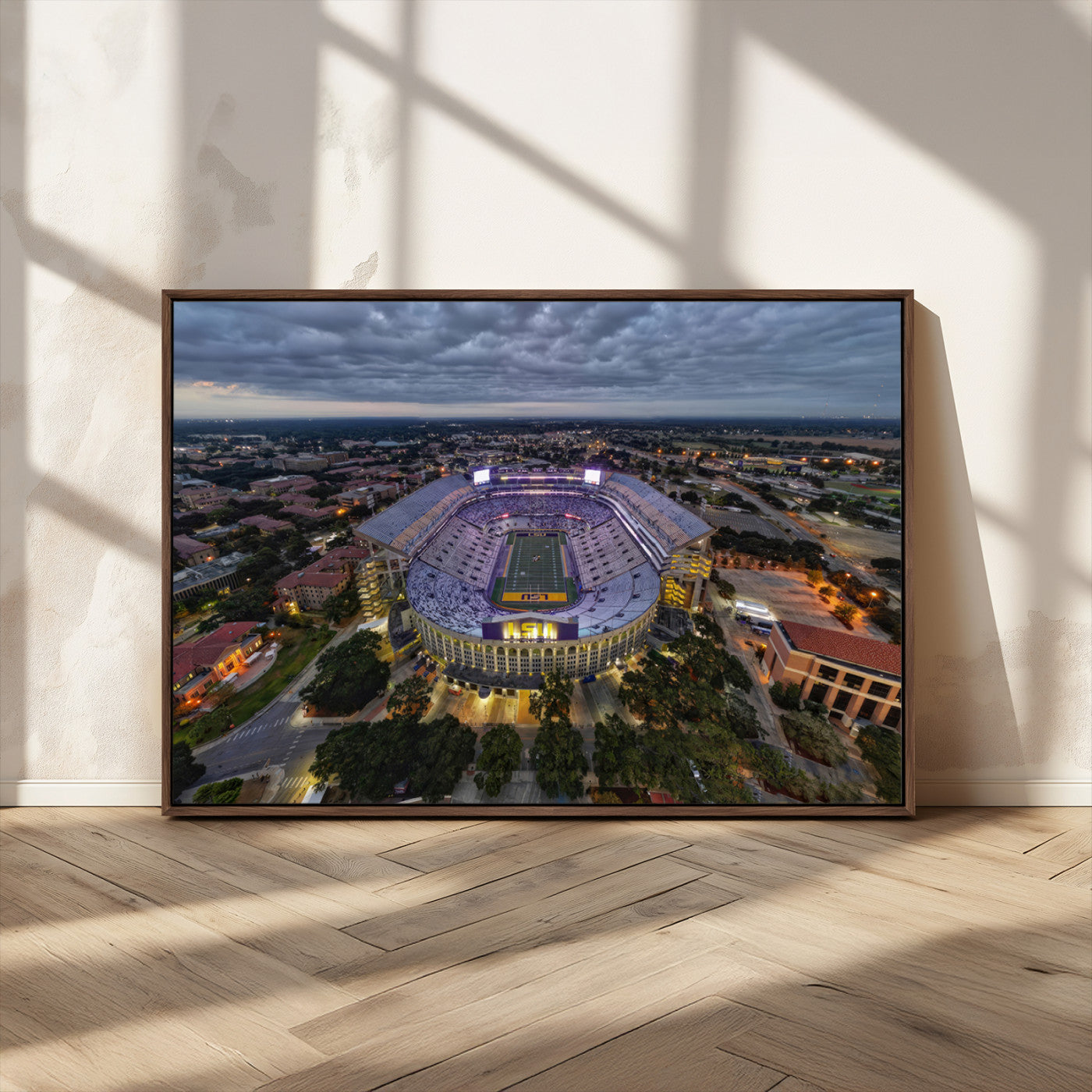 MGV-FC-36X24 - The Louisiana State University Tigers Football Team Print - Baton Rouge Tiger Stadium Wall Art