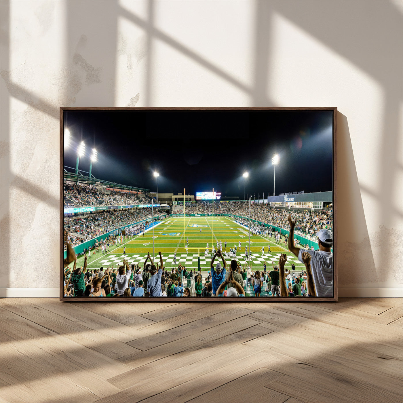 MGV-FC-36X24 - The Tulane University Green Wave Football Team Print - New Orleans Yulman Stadium Wall Art Canvas