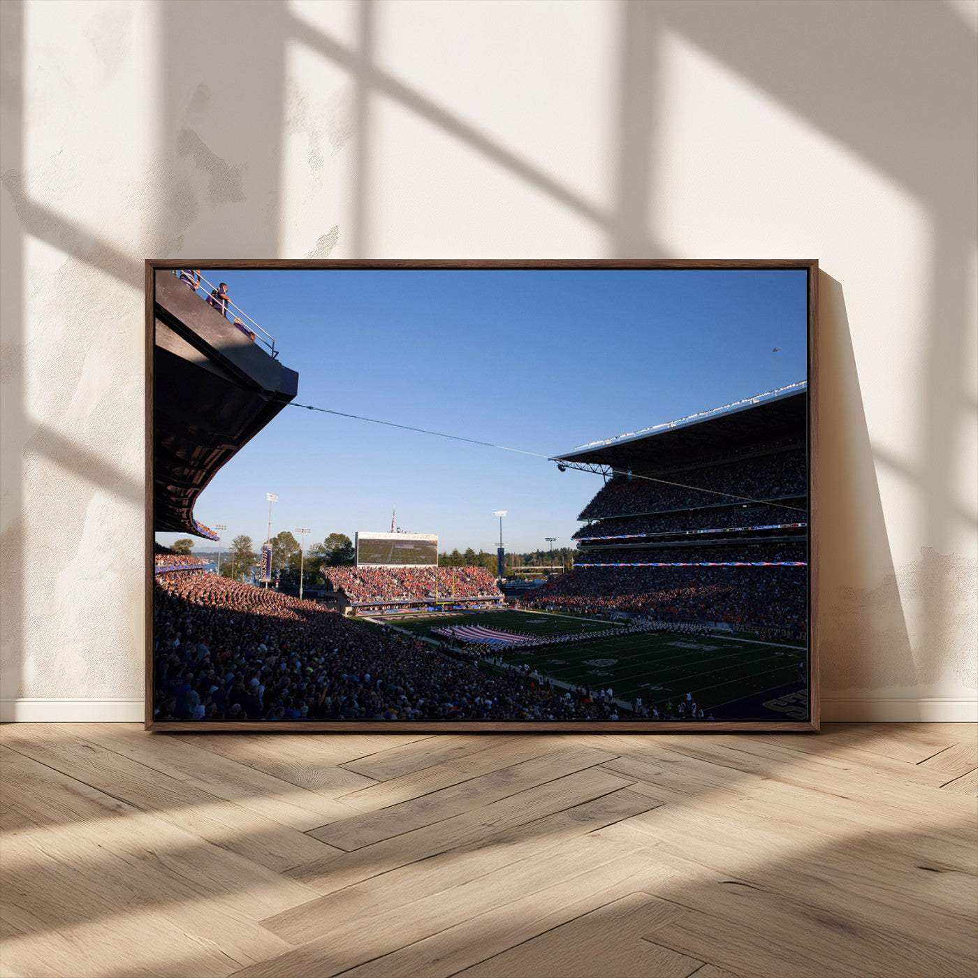 MGV-FC-36X24 - The University of Washington Huskies Football Team Print - Seattle Husky Stadium Wall Art Canvas