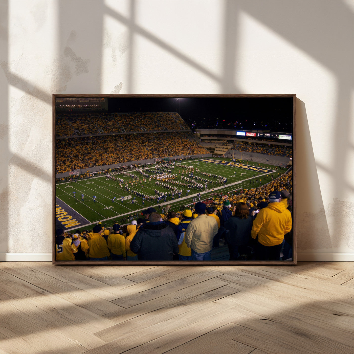MGV-FC-36X24 - West Virginia Uni Mountaineers Football Team Print - Milan Puskar Stadium Canvas Print Wall Art,