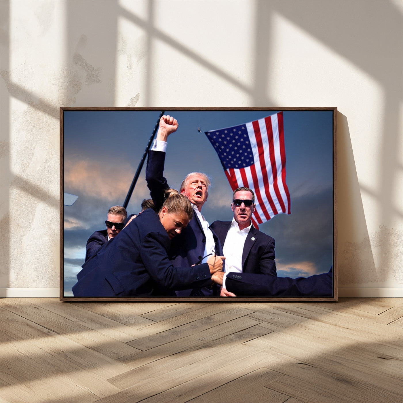 MGV-FC-36X24 - Donald Trump Assassination Attempt Wall Art Print, Trump Historic Footage - Iconic Reaction by Trump