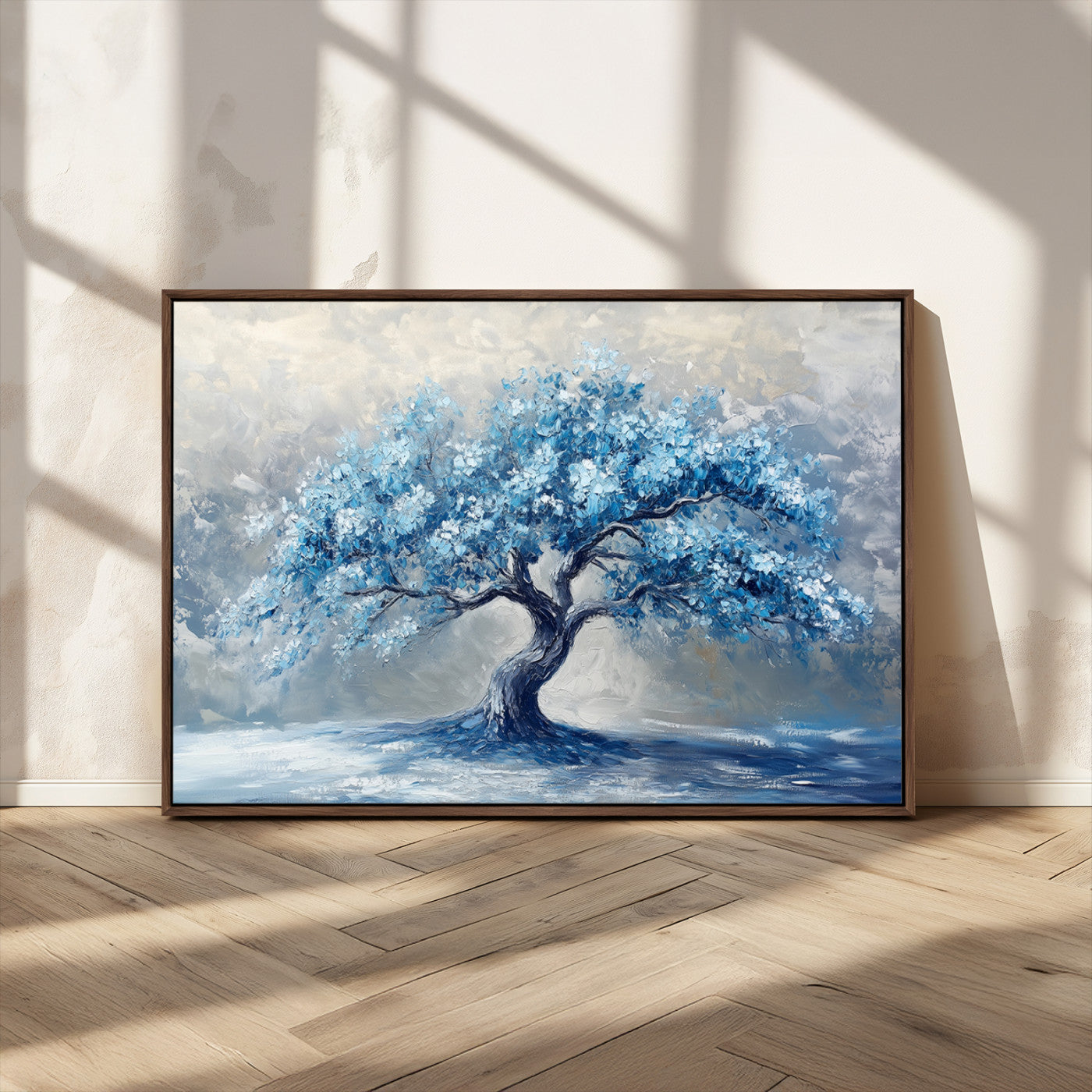 MGV-FC-36X24 - Abstract Blue Tree Art Canvas Print, Majestic Tree Wall Art Print for Farmhouse Decor