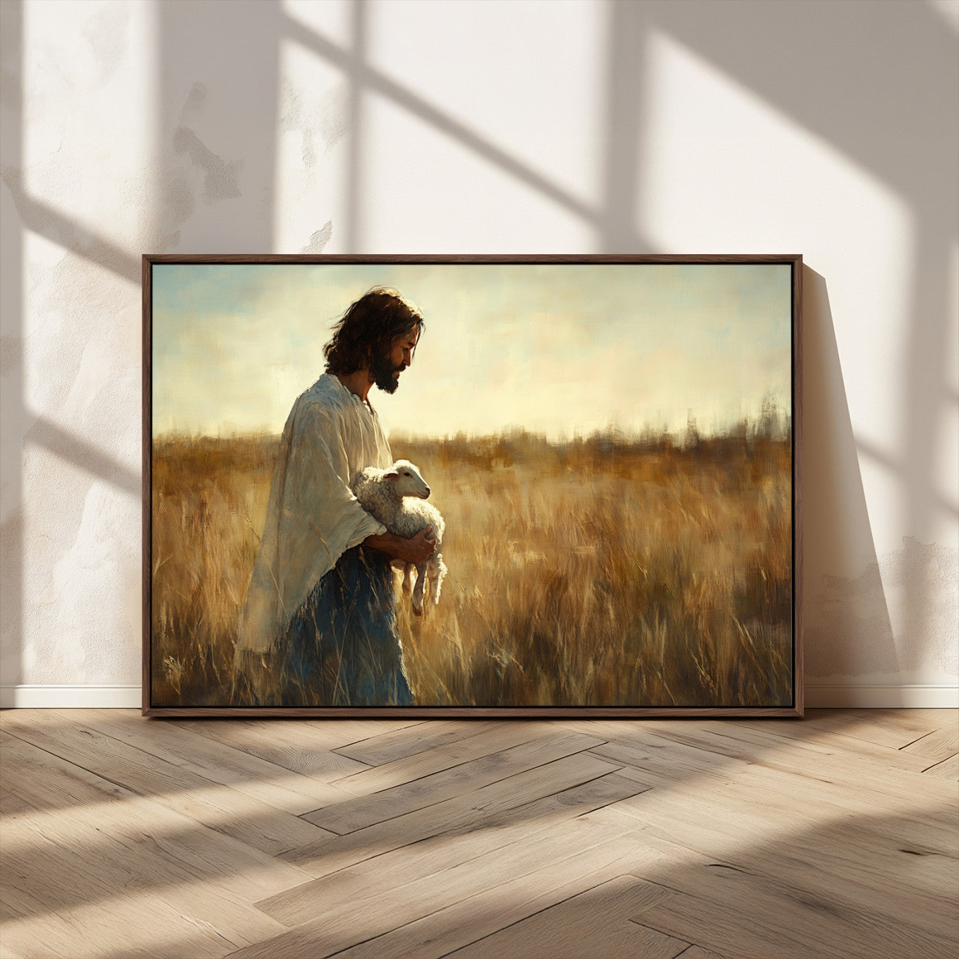 MGV-FC-36X24 - Jesus the Good Shepherd Wall Art Canvas Print - Inspirational Christian Religious Print for Prayer