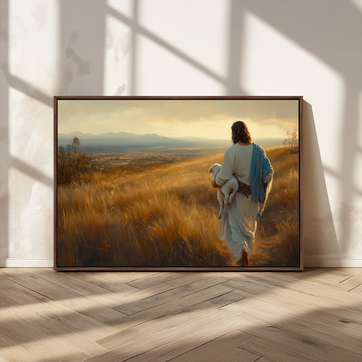 MGV-FC-36X24 - Jesus the Good Shepherd Wall Art Canvas Print - Inspirational Christian Religious Print for Prayer