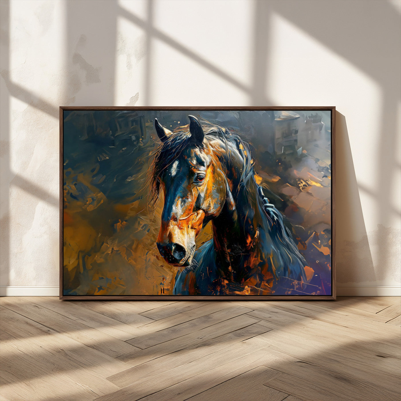 MGV-FC-36X24 - Abstract Horse Wall Art Canvas Print | Farmhouse Wall Decor | Western Cabin Art | Rustic Horse Decor