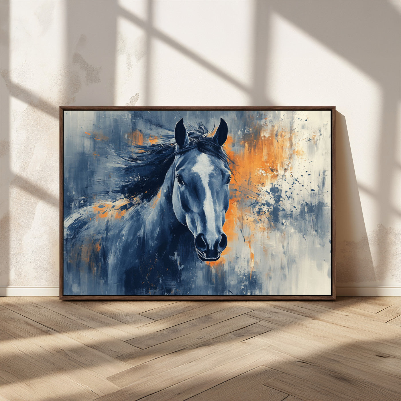 MGV-FC-36X24 - Abstract Blue Horse Wall Art Print Canvas | Horse Wall Art Print | Western Decor for Farmhouse |