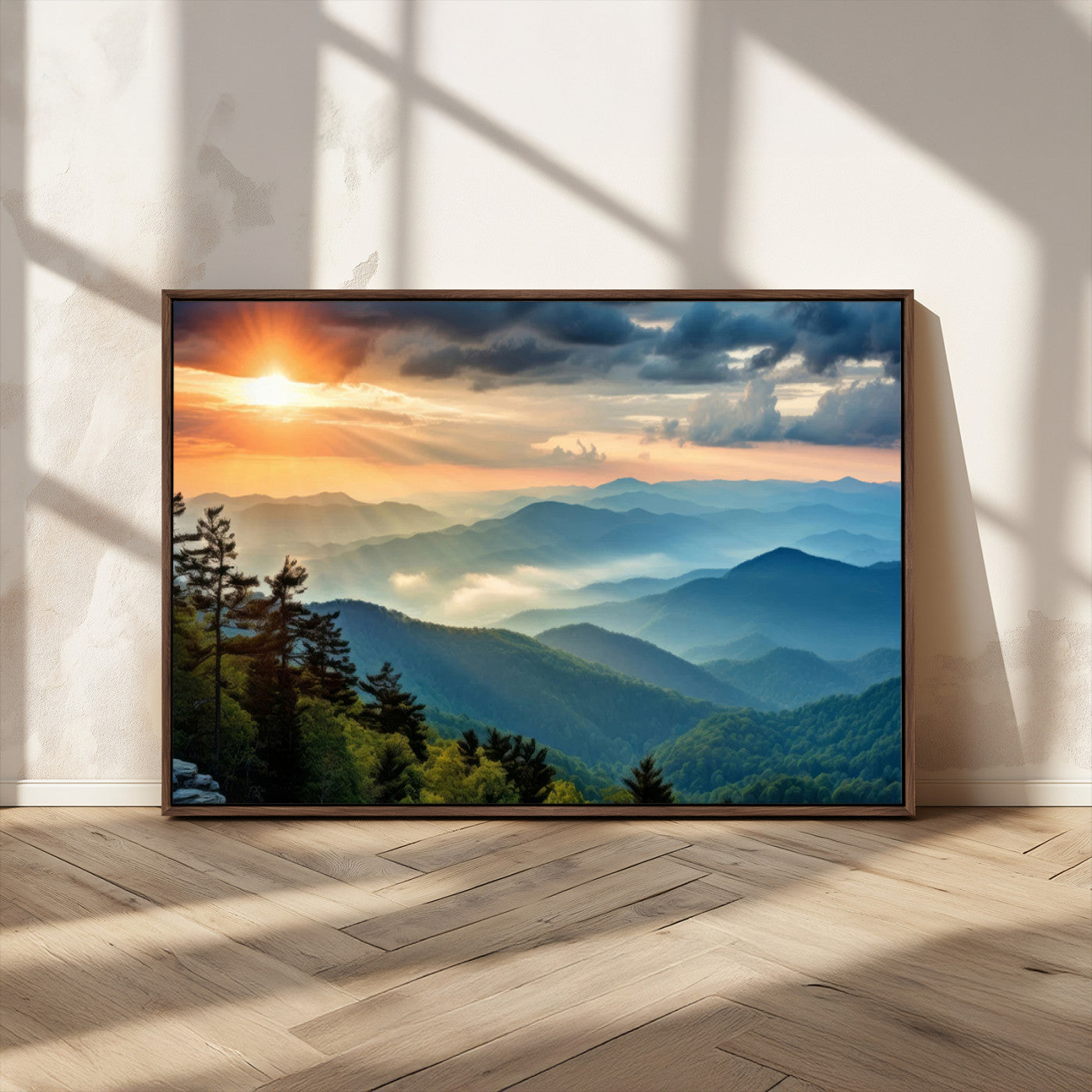 MGV-FC-36X24 - Sunrise Over Mountain Range Wall Art Canvas Print, Farmhouse Wall Decor, Cabin Wall Art