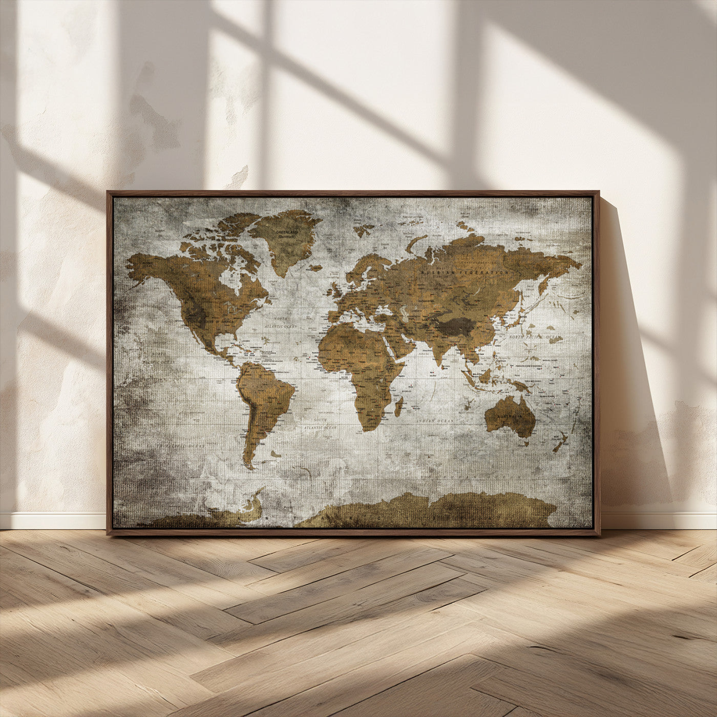 MGV-FC-36X24 - Push Pin World Map Canvas Print – Framed Wall Art for Couples to Track Their Travels – Anniversary