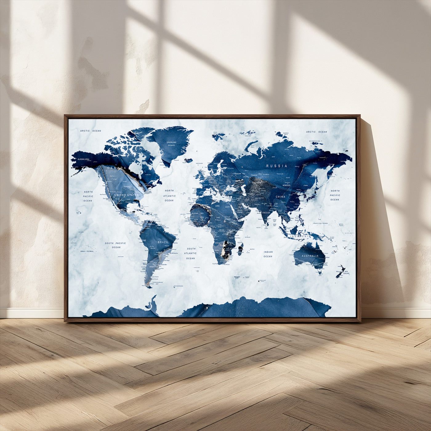 MGV-FC-36X24 - Push Pin World Map Canvas Print – Framed Wall Art for Couples to Track Their Travels – Anniversary