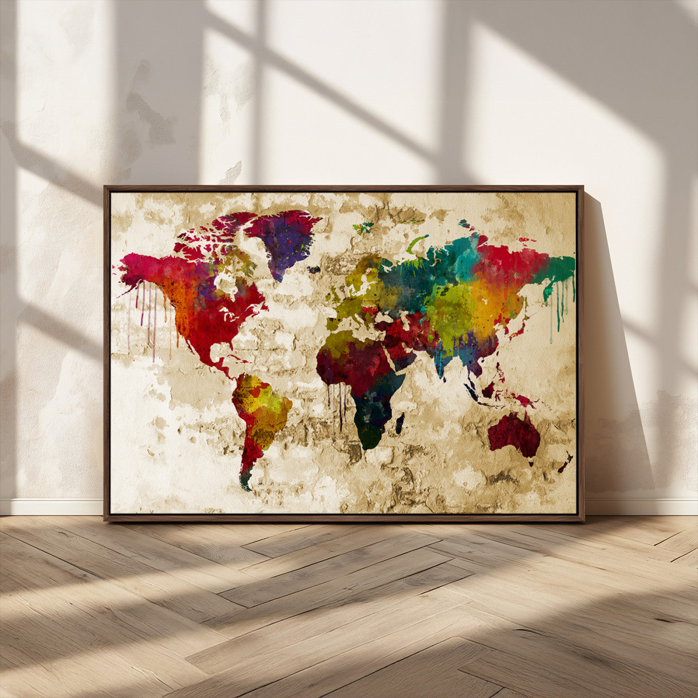 MGV-FC-36X24 - Push Pin World Map Canvas Print – Framed Wall Art for Couples to Track Their Travels – Anniversary