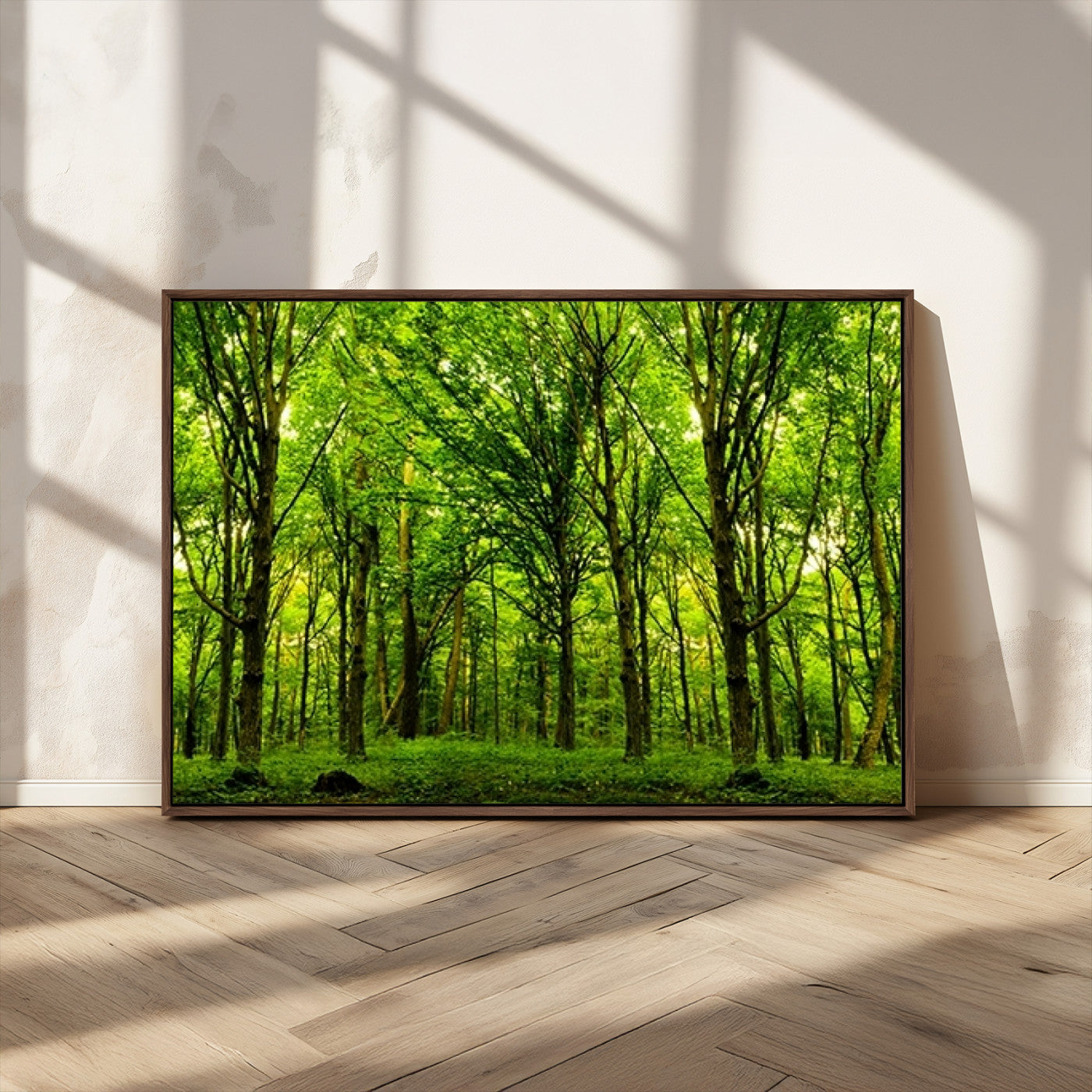 MGV-FC-36X24 - Lush Green Forest Canvas Print | 3-Panel Forest Wall Art | Nature Landscape for Living Room