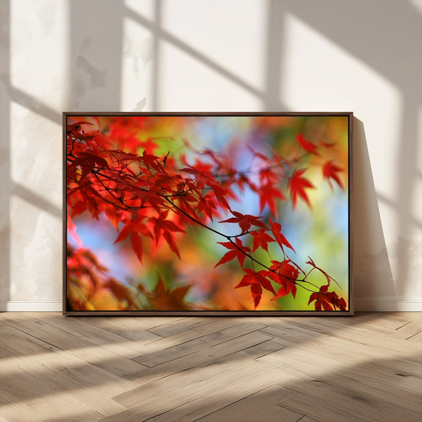 MGV-FC-36X24 - Red Leaves Autumn Forest Wall Art Canvas, Red Leaves Autumn Forest Canvas Print