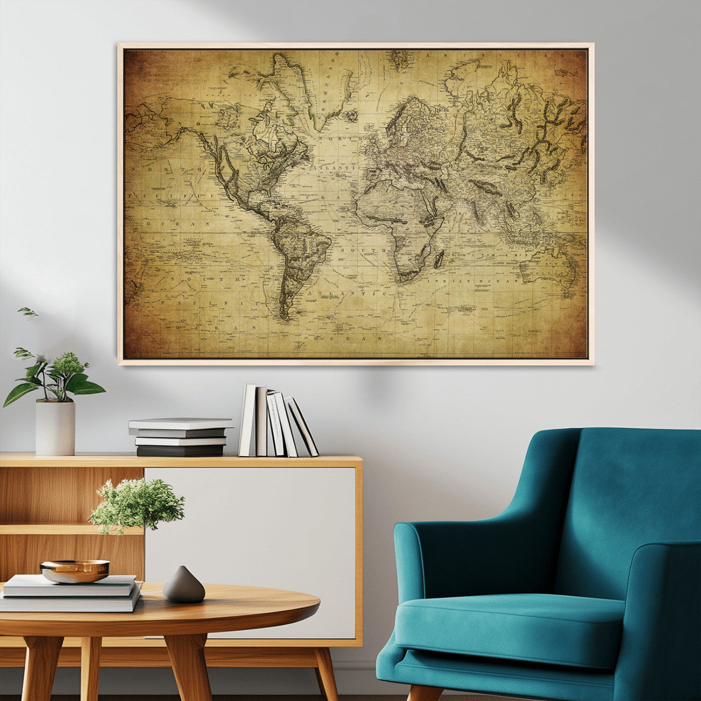 MGV-FC-36X24 - Push Pin World Map Canvas Print – Framed Wall Art for Couples to Track Their Travels – Anniversary