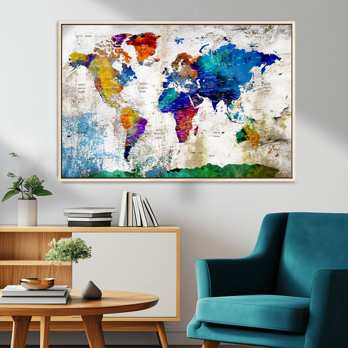 MGV-FC-36X24 - Push Pin World Map Canvas Print – Framed Wall Art for Couples to Track Their Travels – Anniversary