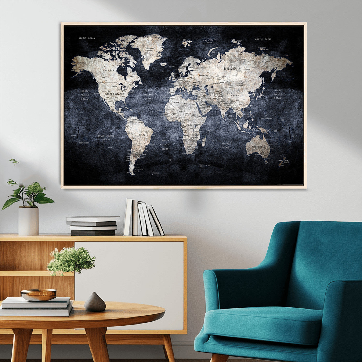 MGV-FC-36X24 - World Map Wall Art Canvas Print for Home and Office Decor