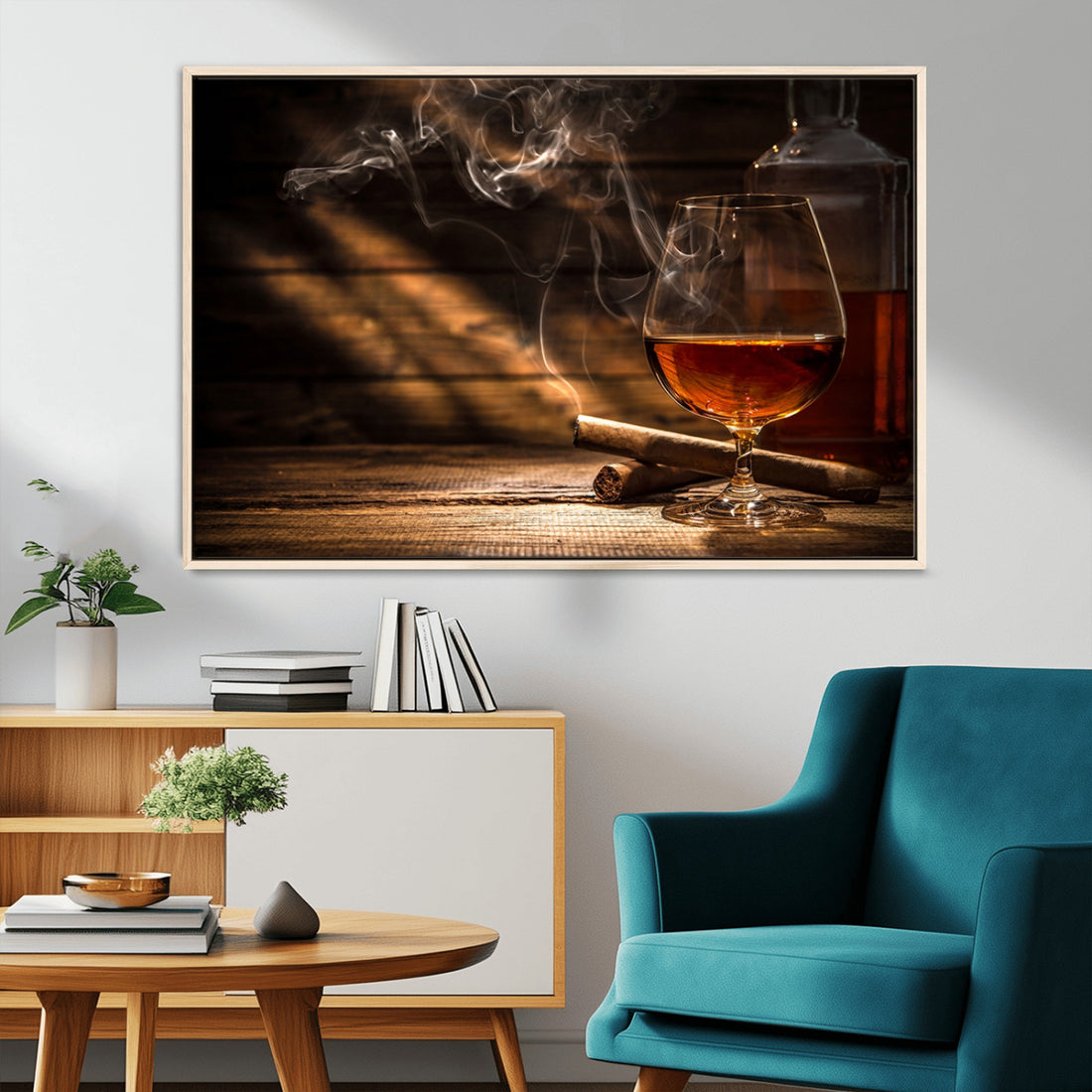 Whiskey and Cigar Wall Art Canvas Print