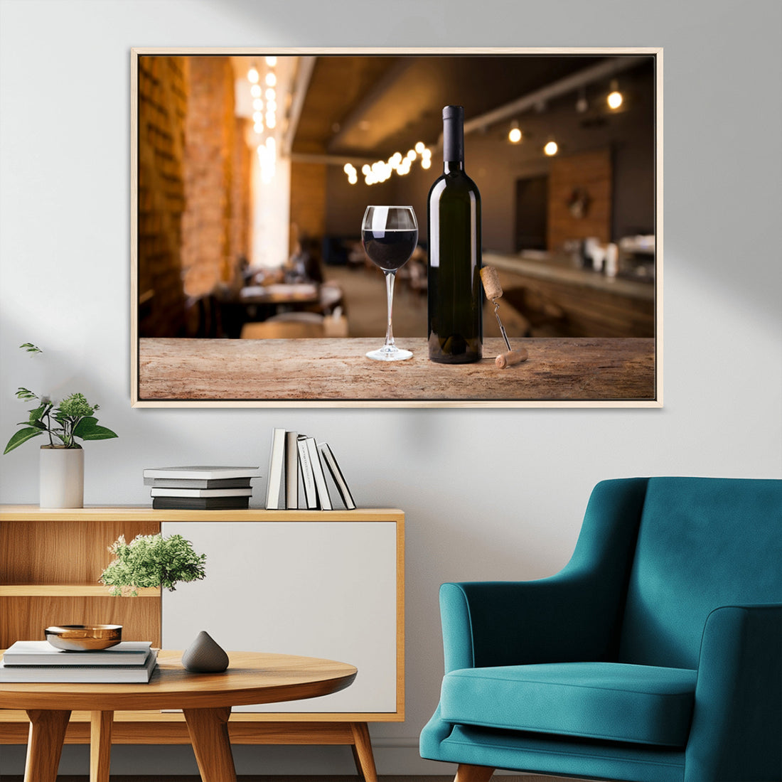 Wine and Bottle Wall Art Canvas Print