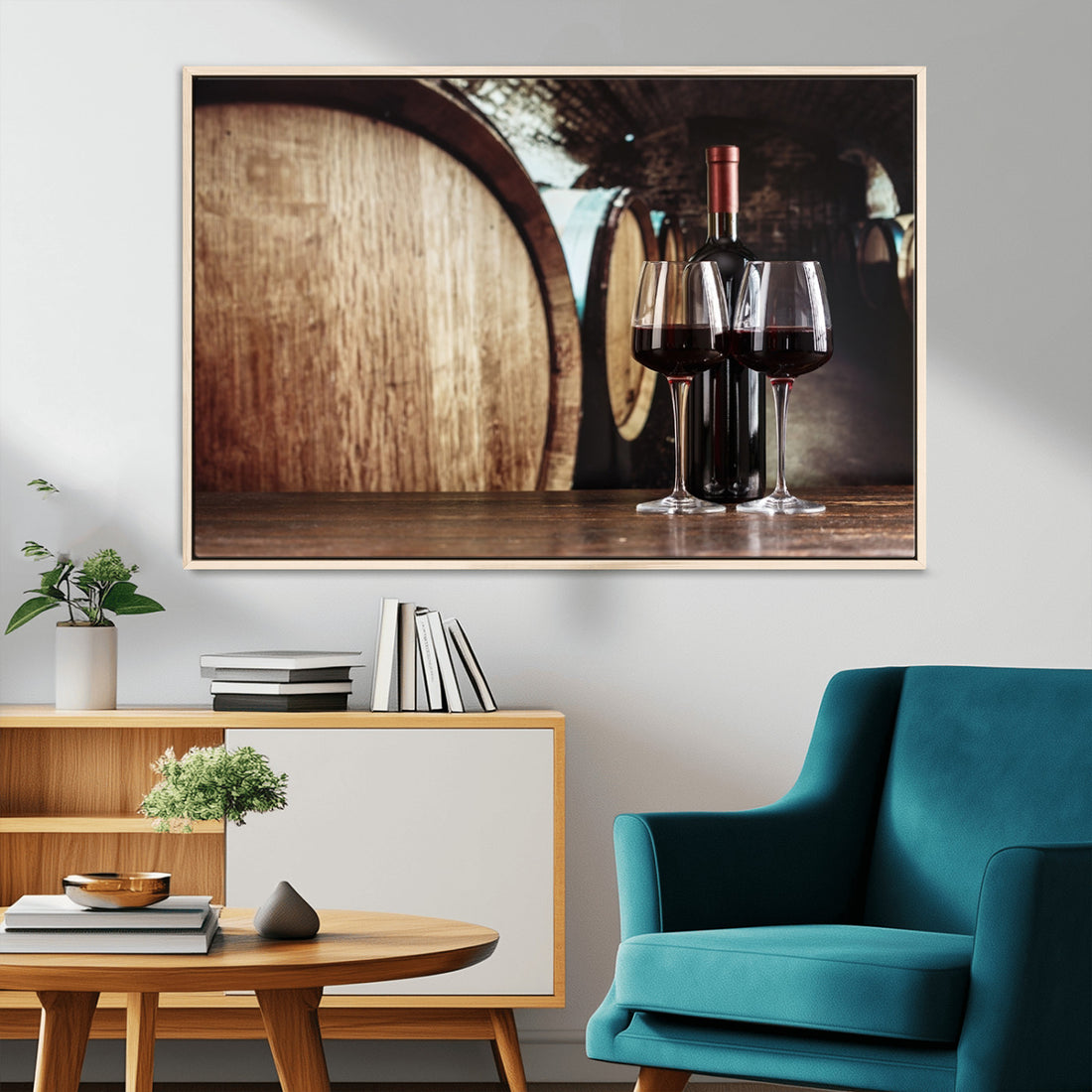 Wine and Barrel Wall Art Canvas Print