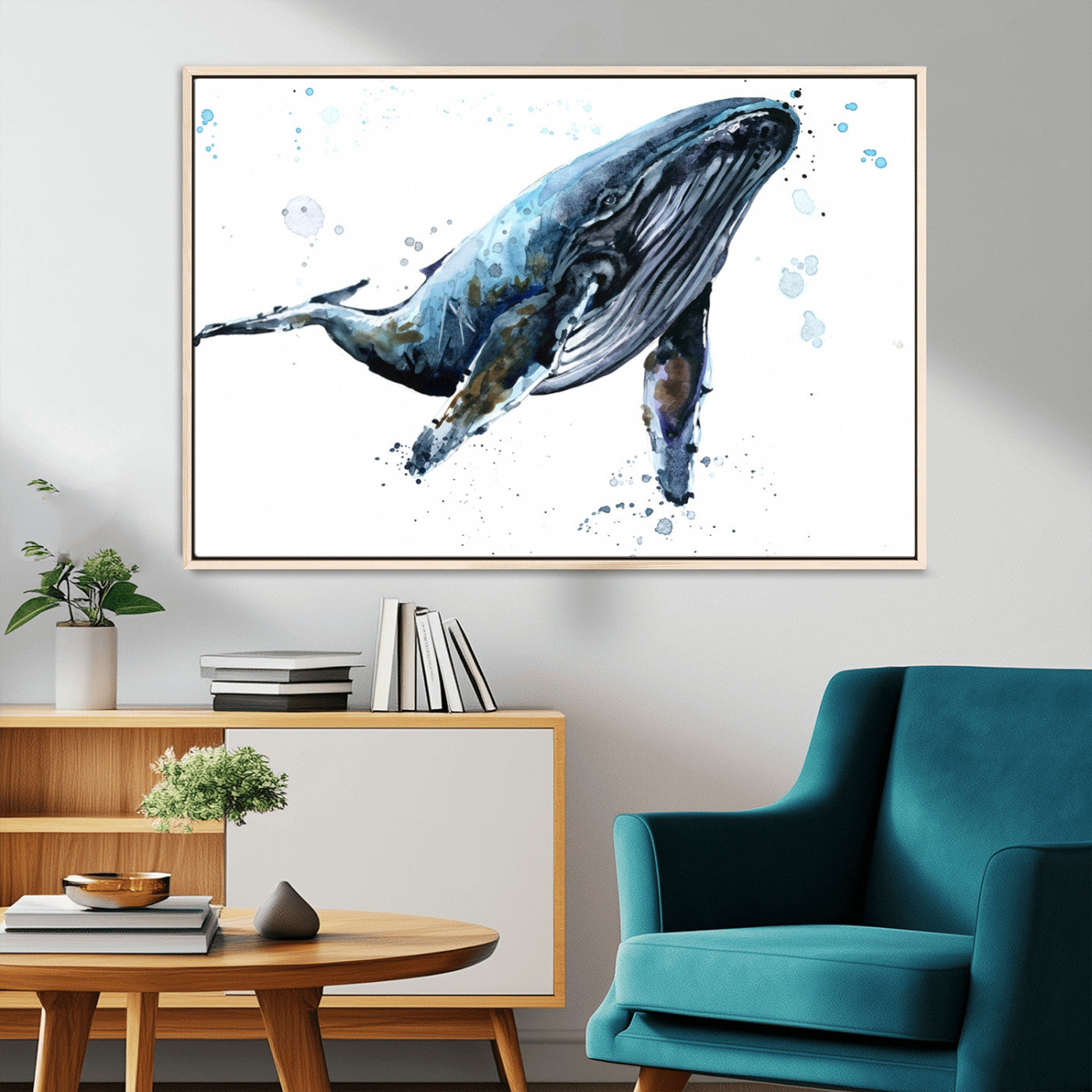 MGV-FC-36X24 - Watercolor Whale Wall Art Canvas Print