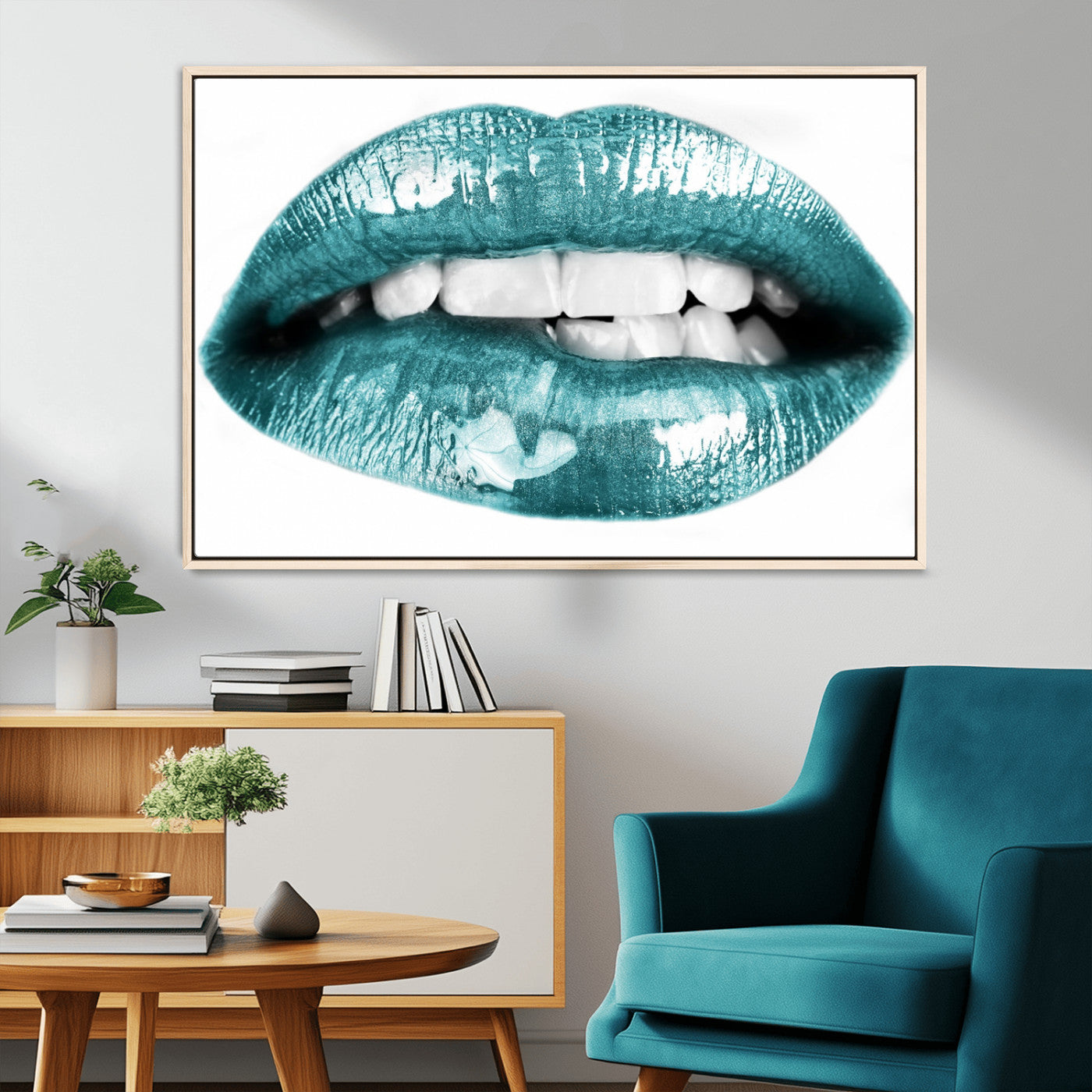 MGV-FC-36X24 - Blue Lips Wall Art Canvas Print