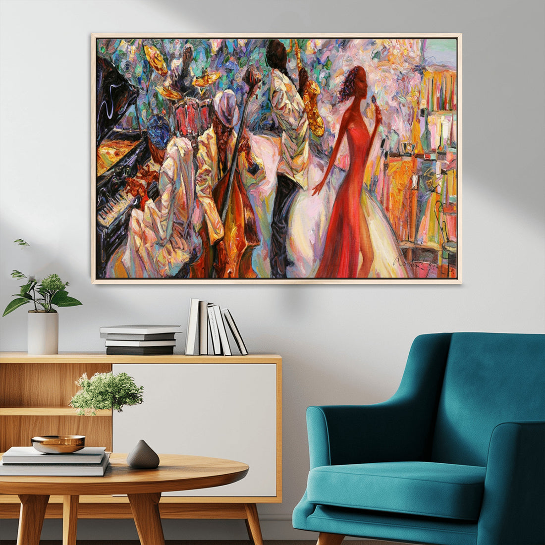 Abstract Afro American Jazz Canvas Wall Art | Music Inspired Art Print