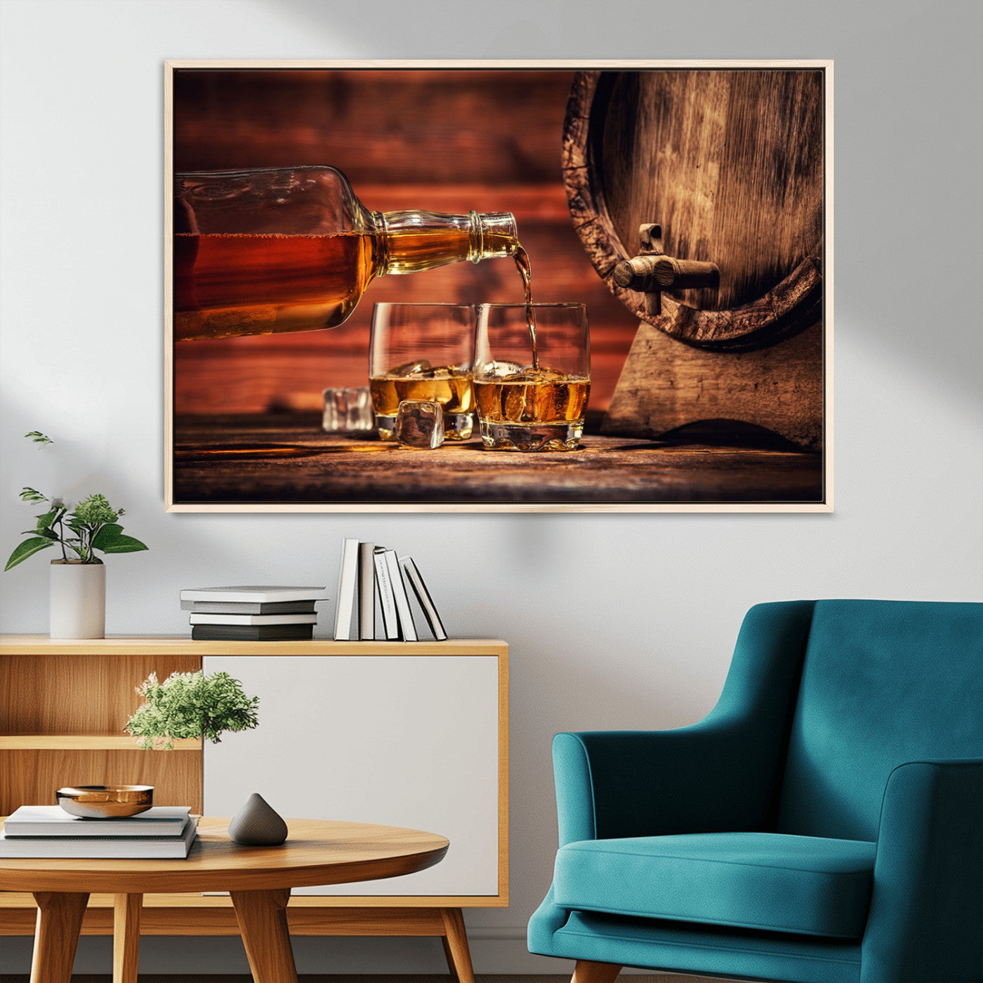 MGV-FC-36X24 - Whiskey and Cigar Canvas Wall Art | 3 Panel Bar Room Decor for Home Lounge, Office, or Man Cave |