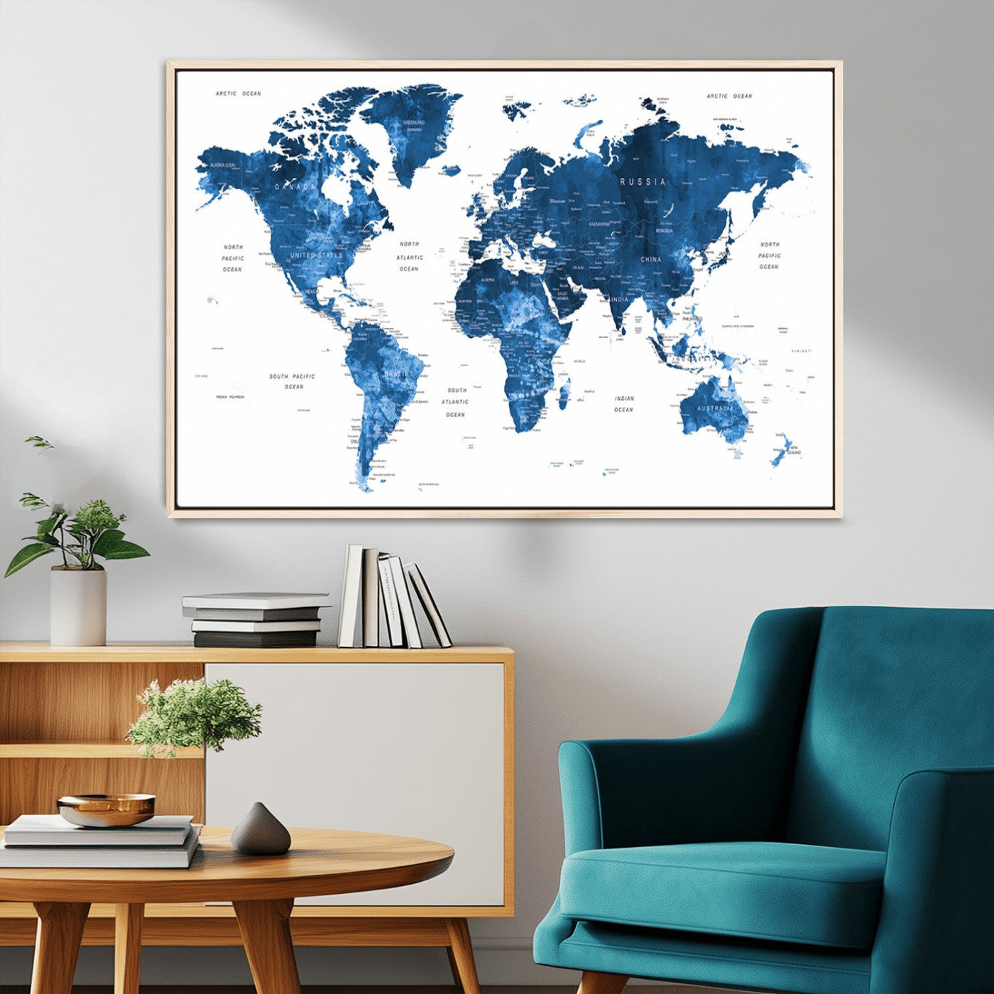MGV-FC-36X24 - Push Pin World Map Canvas Print – Framed Wall Art for Couples to Track Their Travels – Anniversary