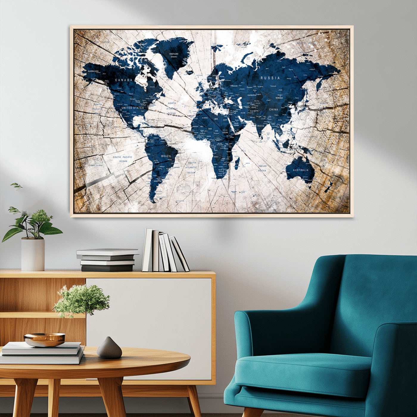 MGV-FC-36X24 - Push Pin World Map Canvas Print – Framed Wall Art for Couples to Track Their Travels – Anniversary