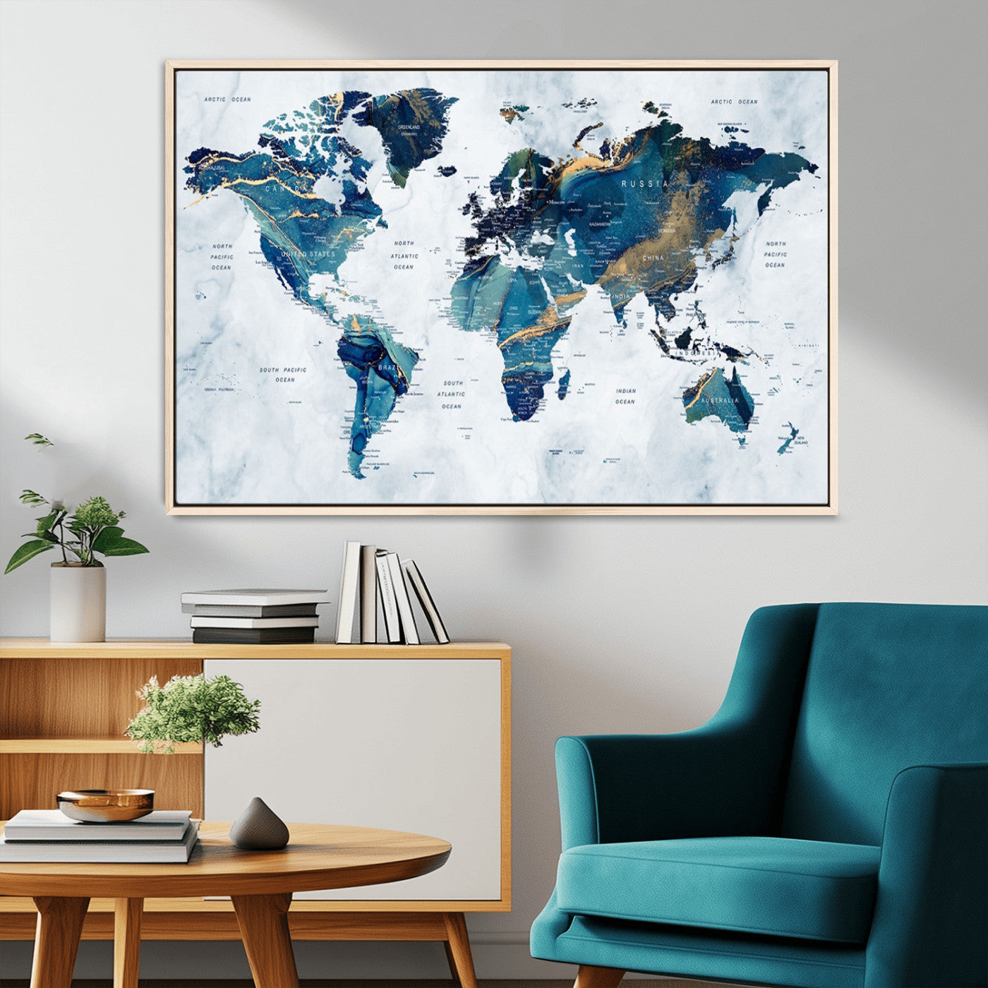 MGV-FC-36X24 - Push Pin World Map Canvas Print – Framed Wall Art for Couples to Track Their Travels – Anniversary