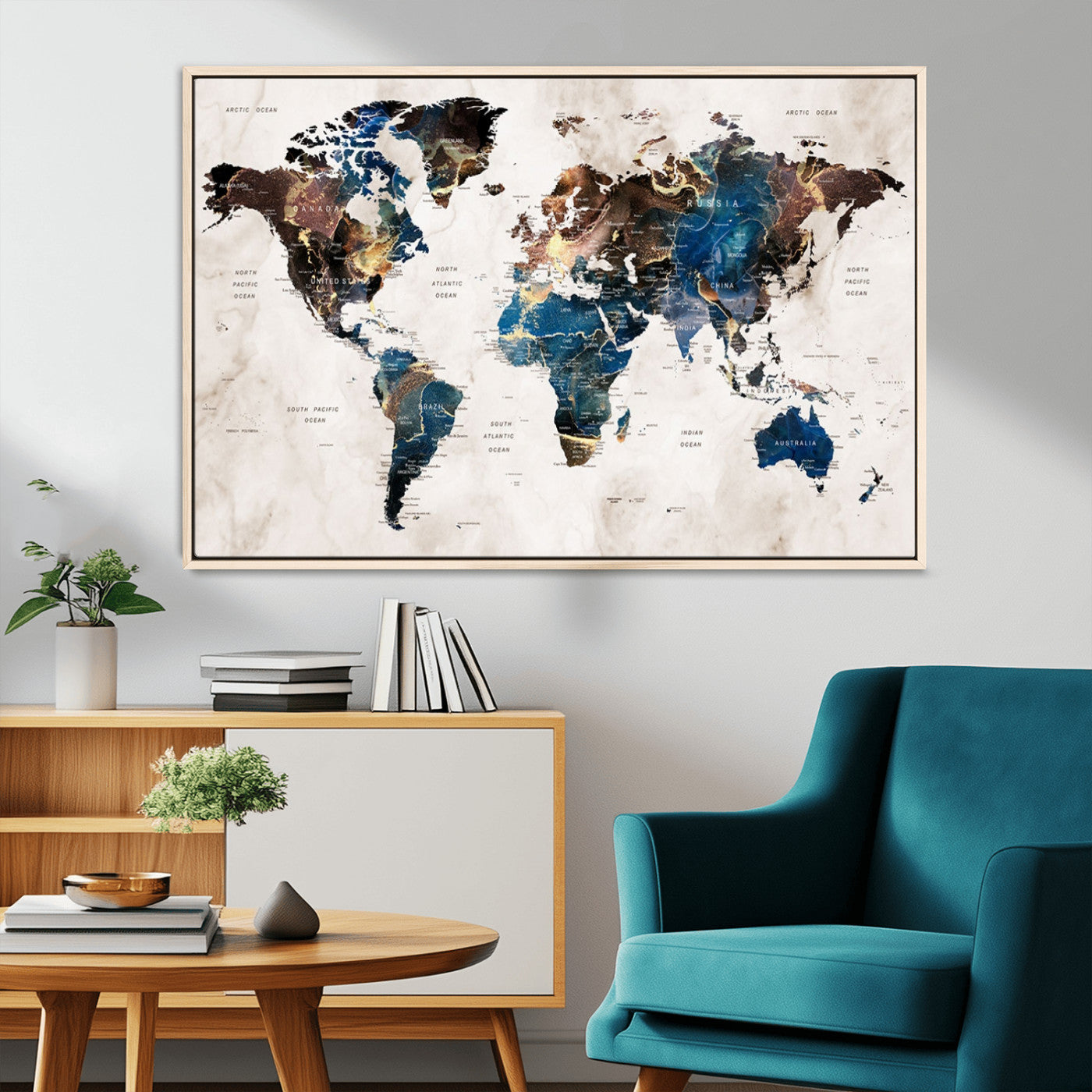 MGV-FC-36X24 - Push Pin World Map Canvas Print – Framed Wall Art for Couples to Track Their Travels – Anniversary