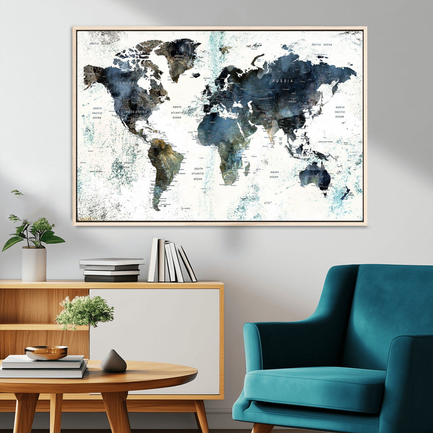 MGV-FC-36X24 - Push Pin World Map Canvas Print – Framed Wall Art for Couples to Track Their Travels – Anniversary