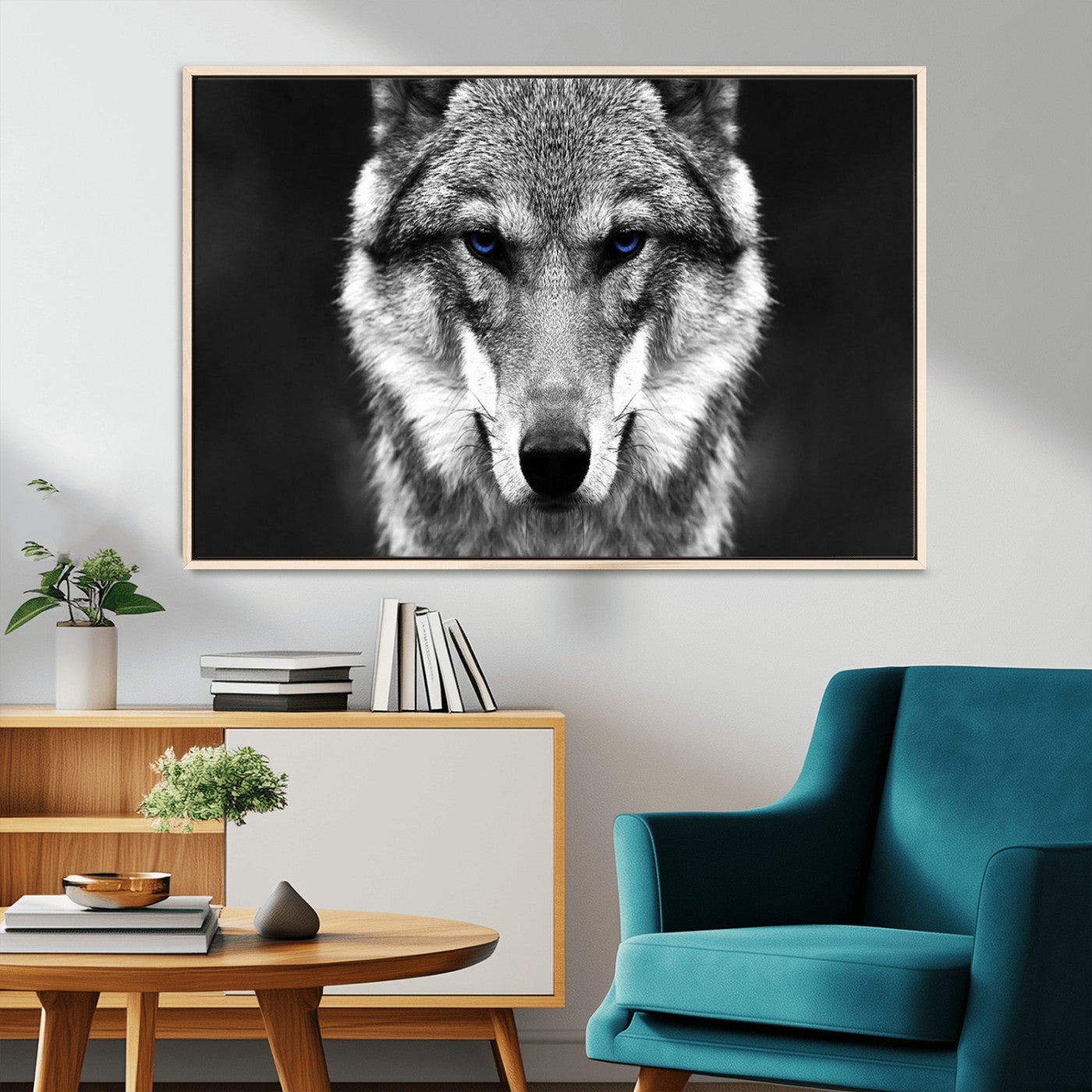 MGV-FC-36X24 - Black and White Wild Wolf Wall Art Canvas Print