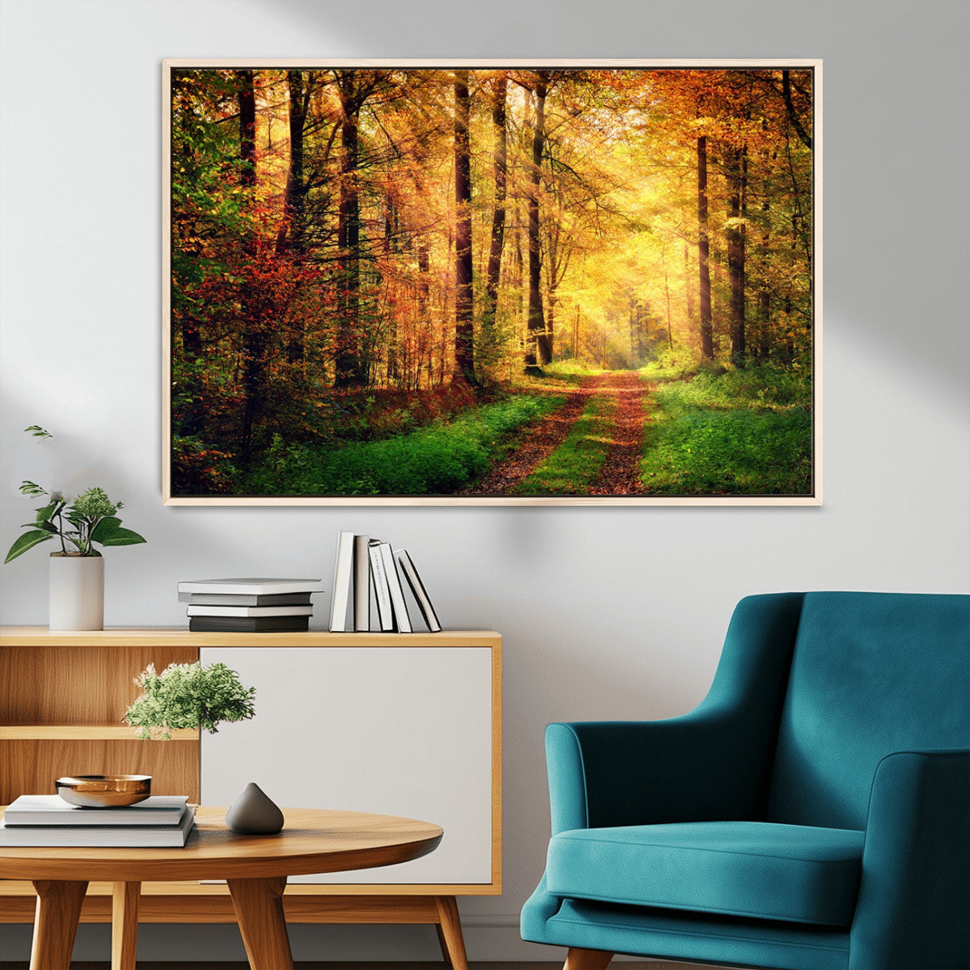 MGV-FC-36X24 - Forest Fall Wall Art Print - Sunlight Through Trees Wall Art Canvas Print