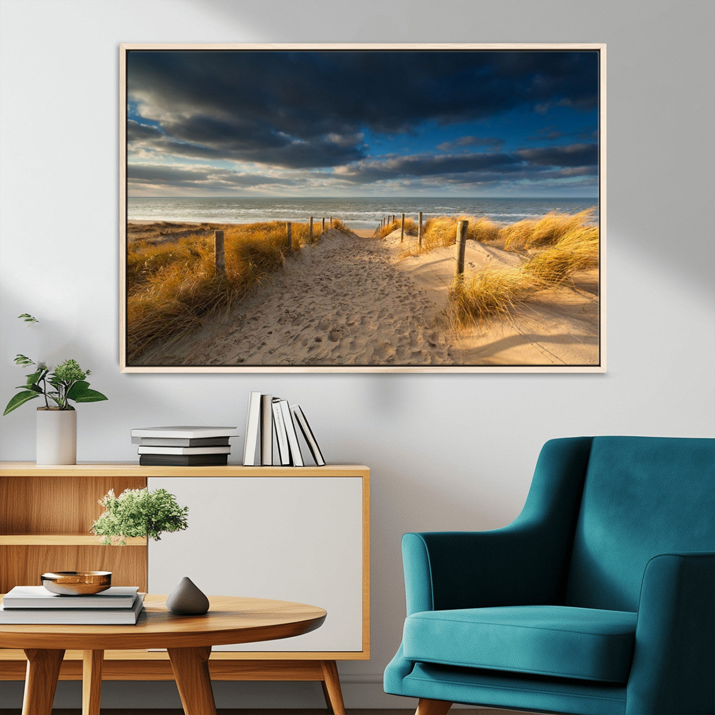 MGV-FC-36X24 - Ocean Beach Dark Clouds Wall Art Canvas Print