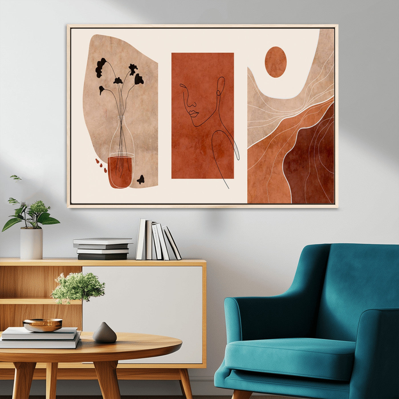 MGV-FC-36X24 - Boho Sunset Mountain Canvas Print, Modern Boho Sunset Mountain Landscape Triptych – Giclée Canvas