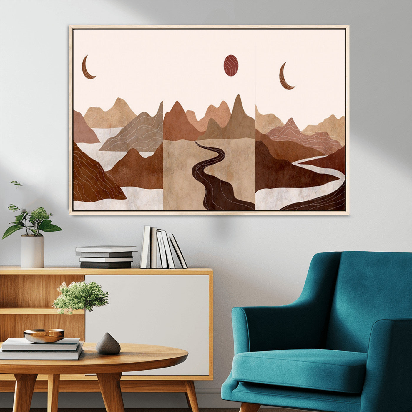 MGV-FC-36X24 - Boho Wall Art Canvas Print Set Mid-Century Prints Bohemian Wall Artwork Prints Boho Neutral