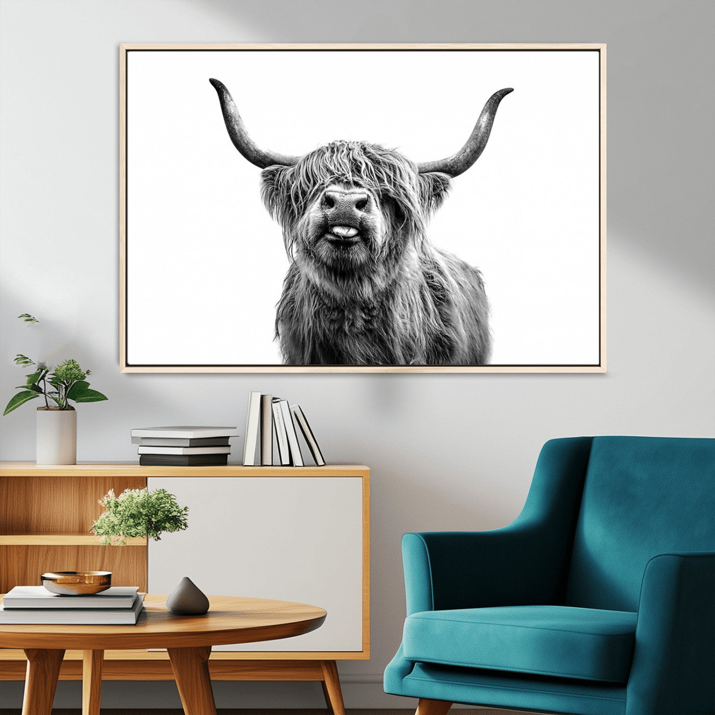 MGV-FC-36X24 - Fanny Scottish Highland Cow Cattle Art Print Farmhouse Wall Art Canvas Print
