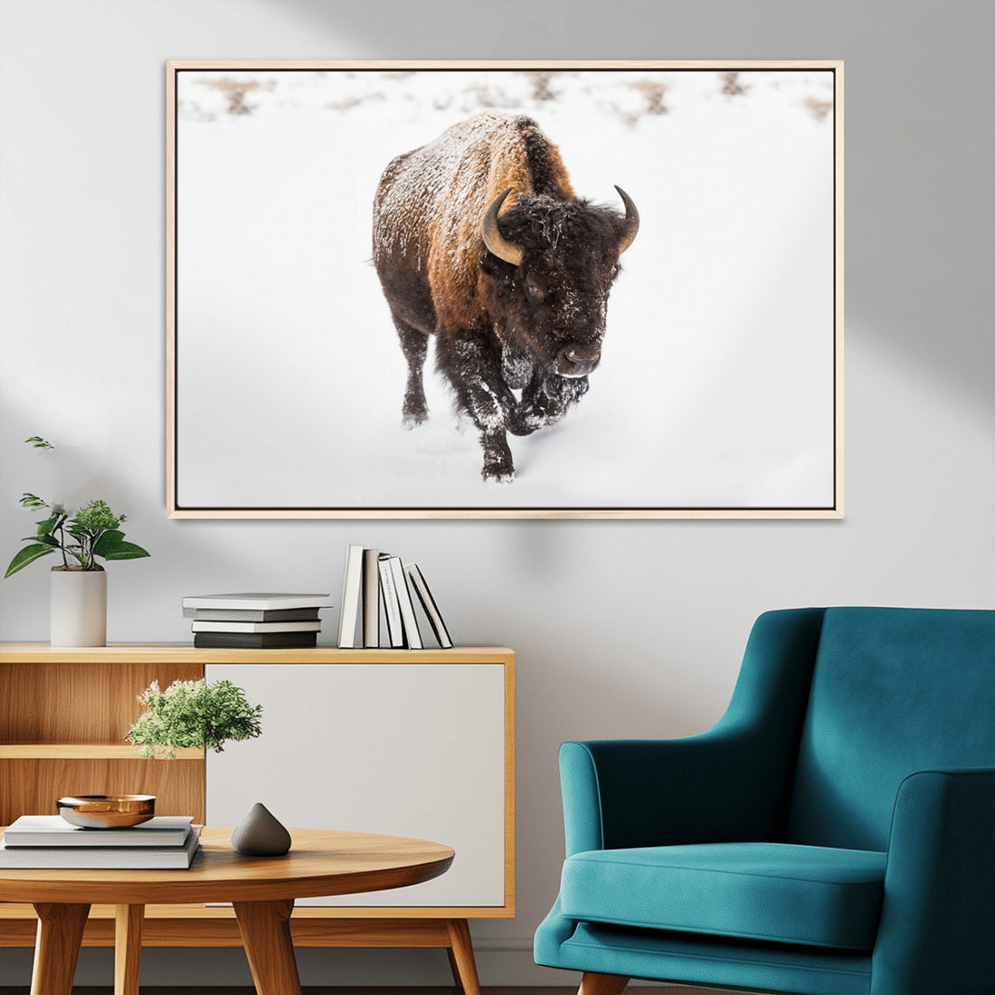 Bison Winter Wall Art Canvas Print For Farmhouse Decor