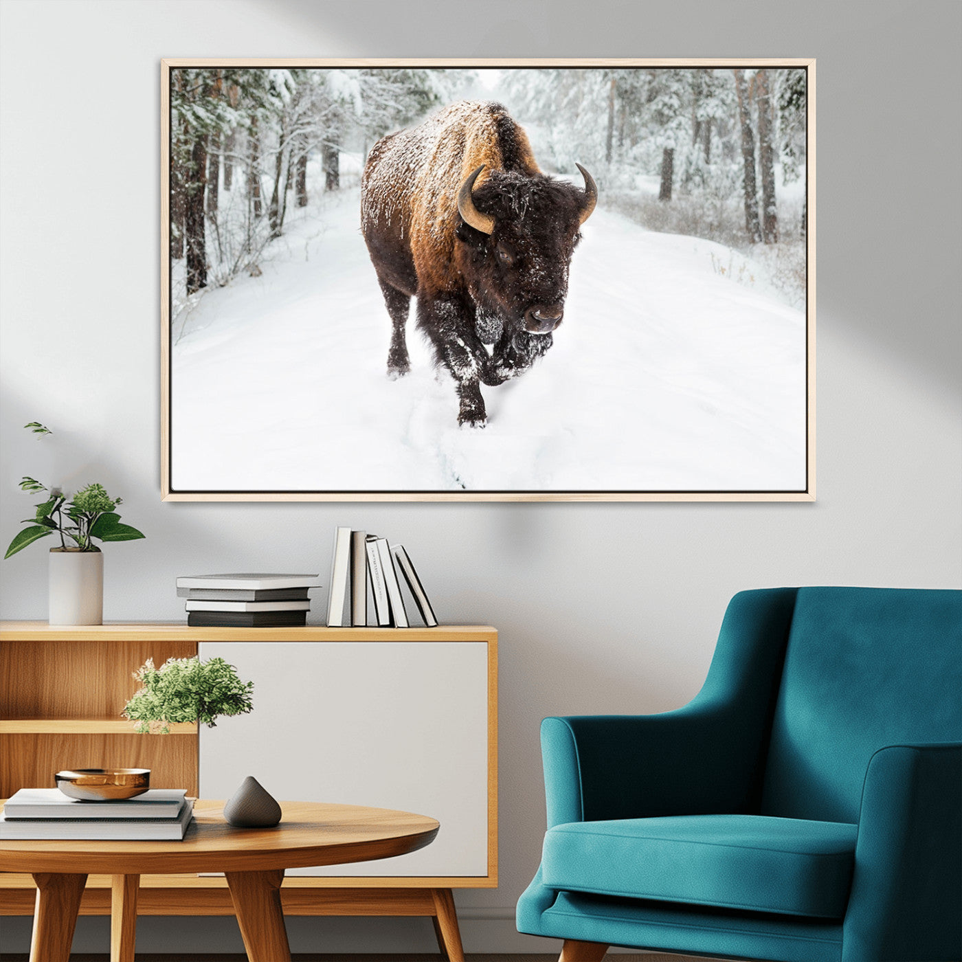 MGV-FC-36X24 - Bison Wall Art Canvas Print For Farmhouse, Animal Canvas Print, Wild Animal Wall Art