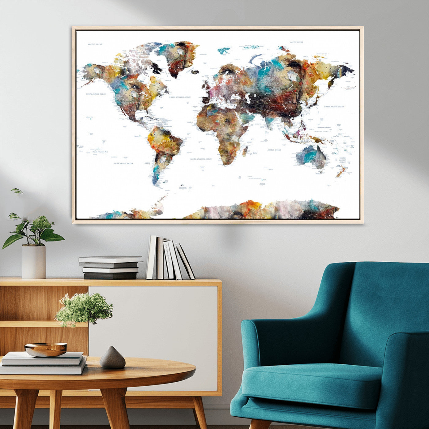MGV-FC-36X24 - Push Pin World Map Canvas Print – Framed Wall Art for Couples to Track Their Travels – Anniversary