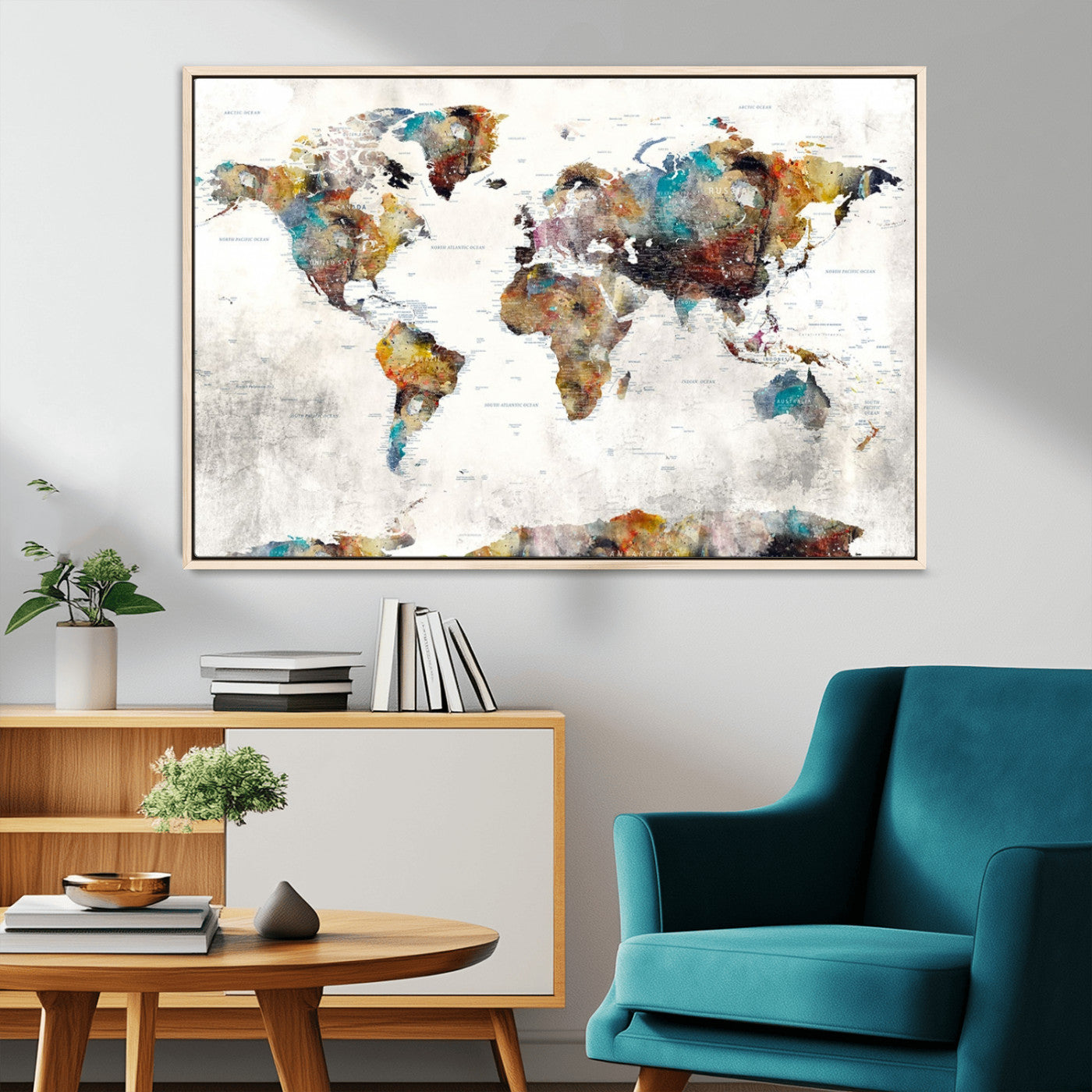 MGV-FC-36X24 - Push Pin World Map Canvas Print – Framed Wall Art for Couples to Track Their Travels – Anniversary