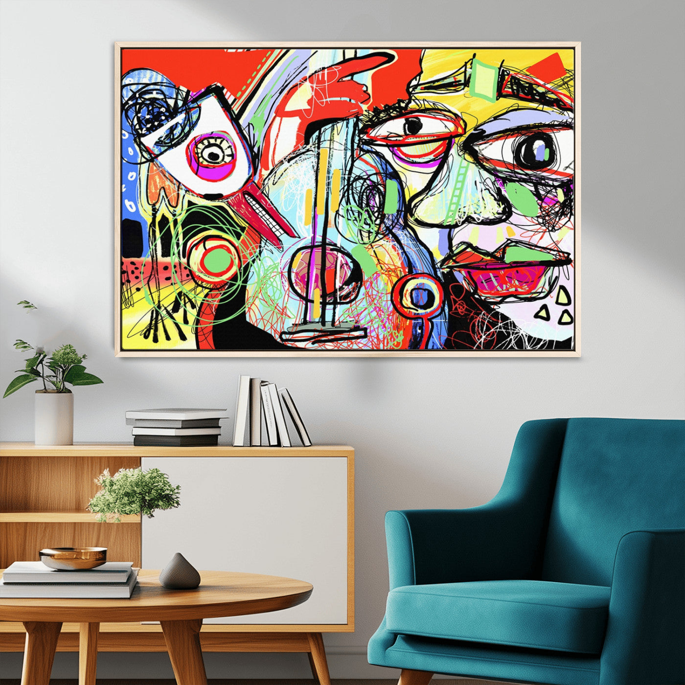 MGV-FC-36X24 - Picasso Style Art Abstract Canvas Wall Art Print , Colorful Abstract Artwork