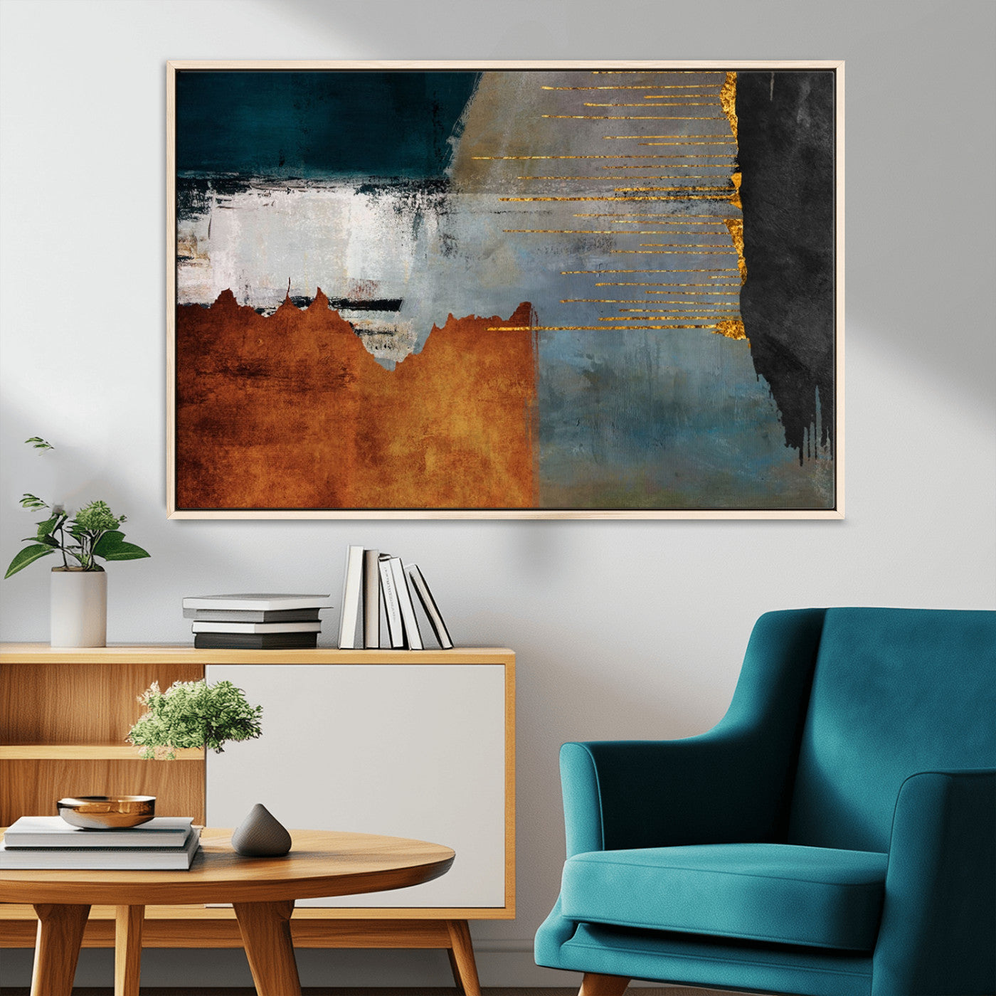 MGV-FC-36X24 - Modern Abstract Canvas Art Canvas Print - Framed and Ready to Hang Artwork for Contemporary Living Room or Office Decor