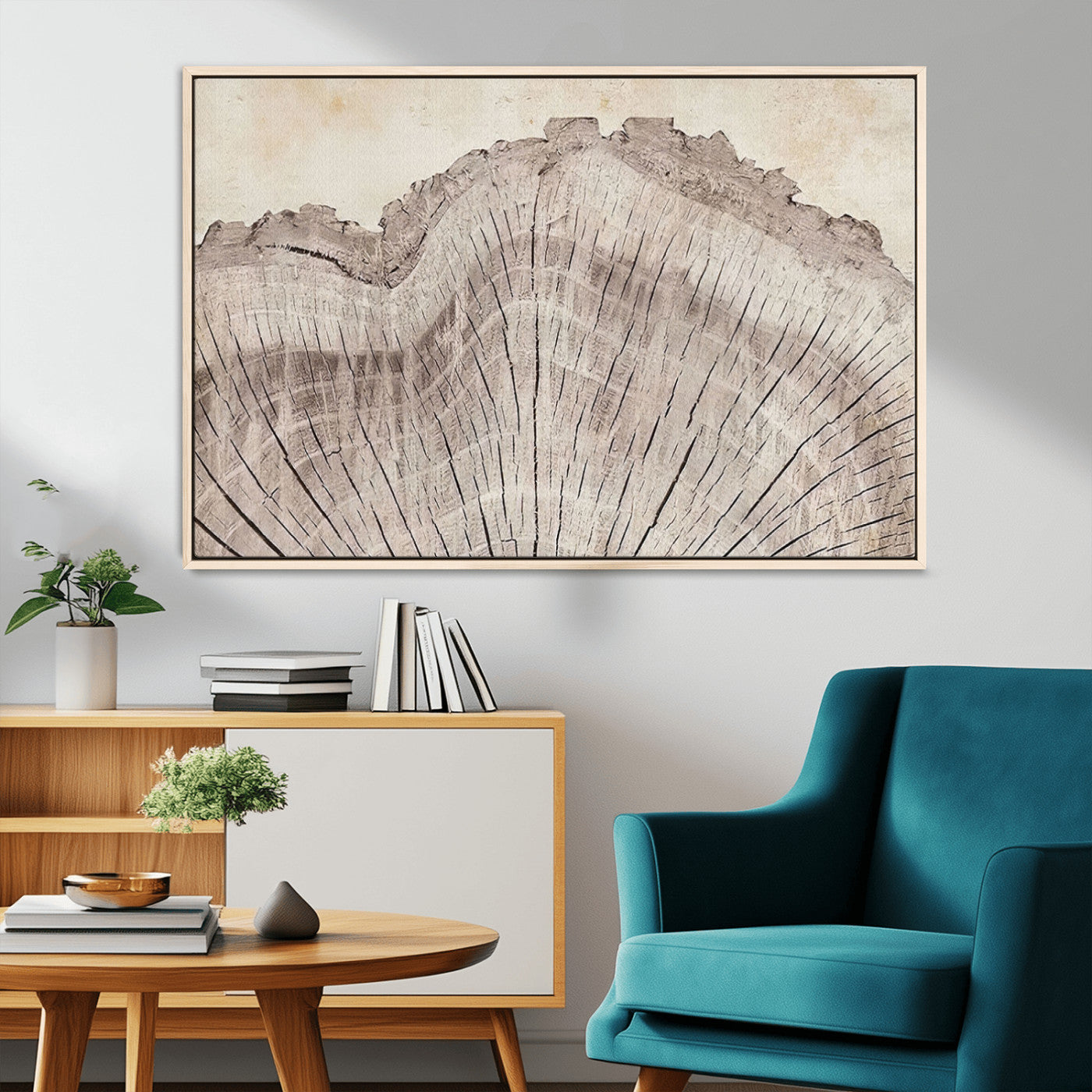 MGV-FC-36X24 - Tree Ring Wall Art Triptych, Rustic Wood Ring Canvas Print, Minimalist Wall Decor for Modern Homes and Farmhouse Decor