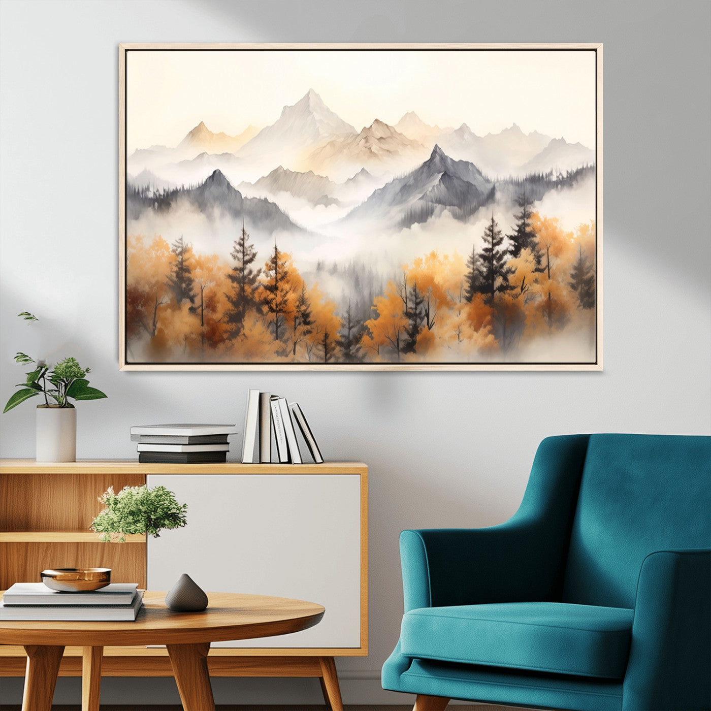 MGV-FC-36X24 - Abstract Mountain Wall Art | Misty Mountain Forest and Mountains Canvas Print for Living Room,